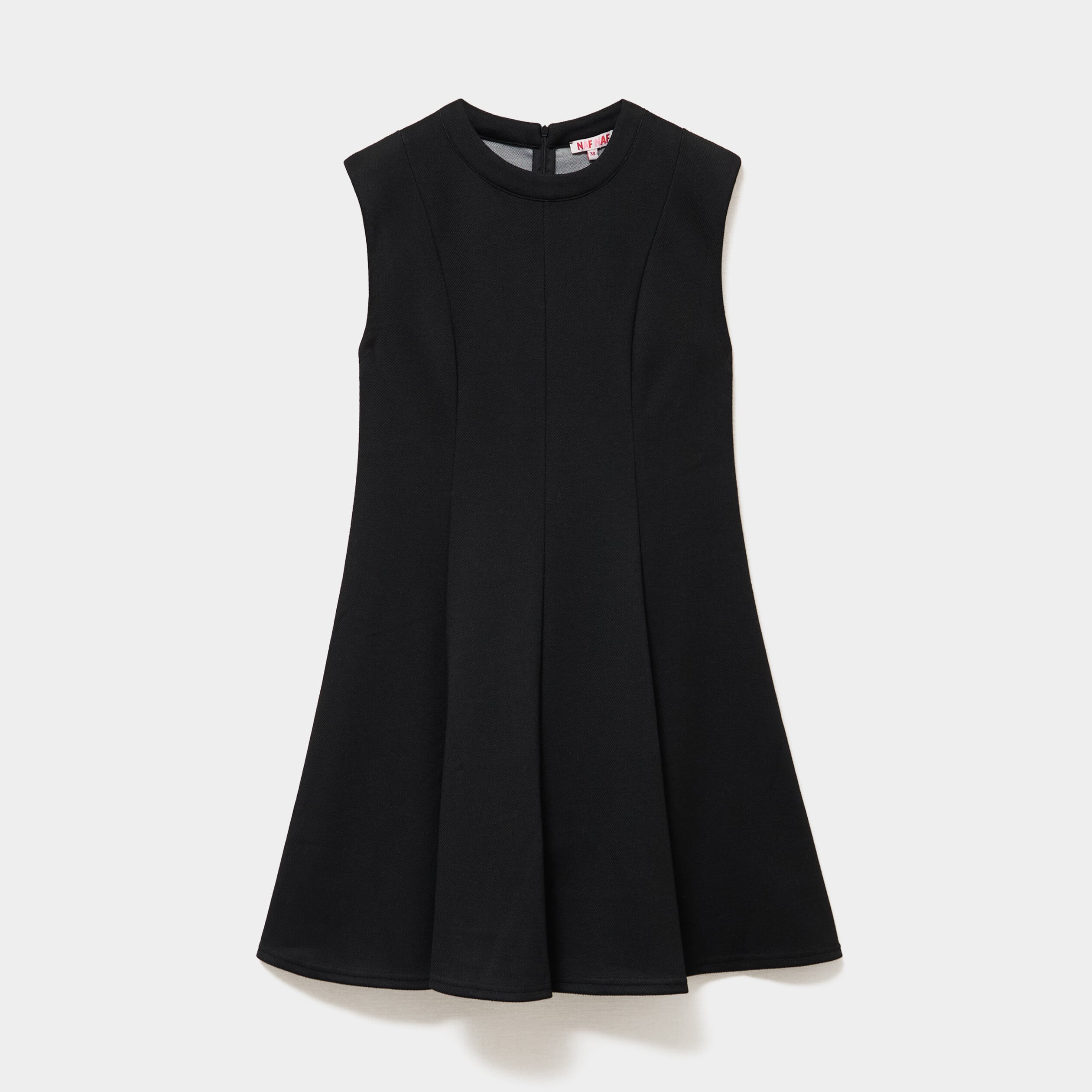 Robe maille sans manches corolle courte noir femme