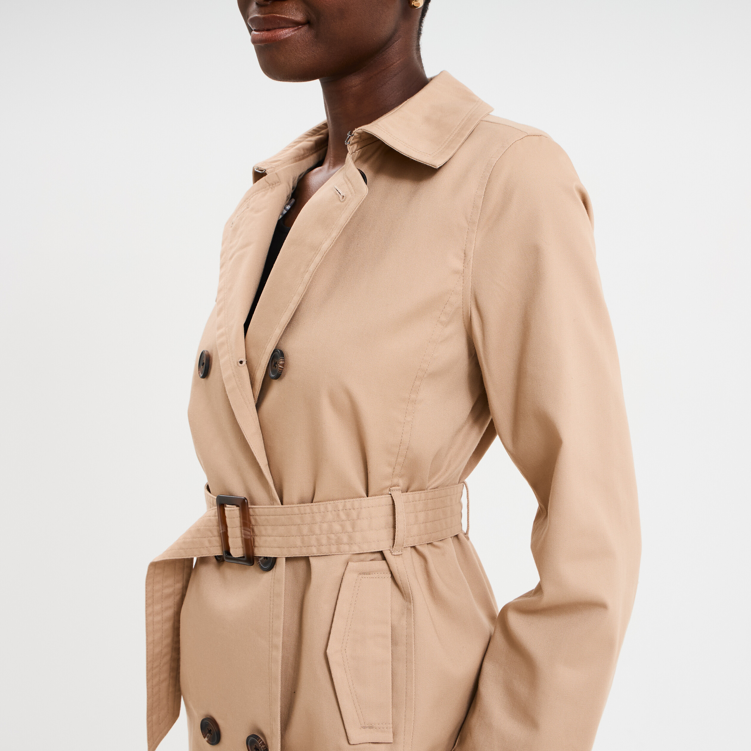 Trench mi-long ceinturé sable femme La Halle