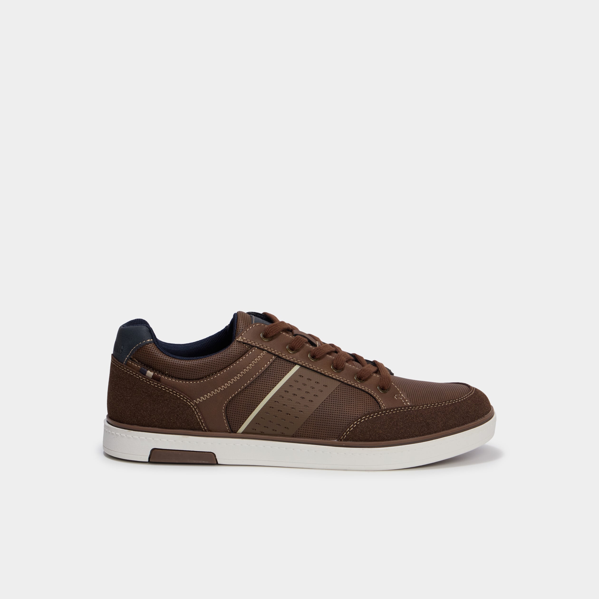 Tennis basses &agrave; lacets marron homme