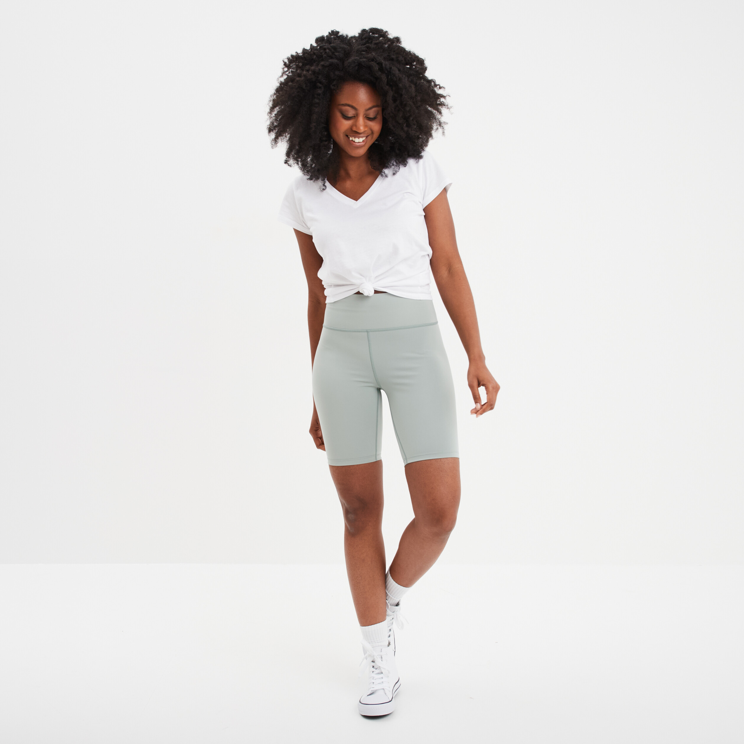 legging court sport cycliste stretch vert pastel femme Legging court sport cycliste stretch vert pastel femme