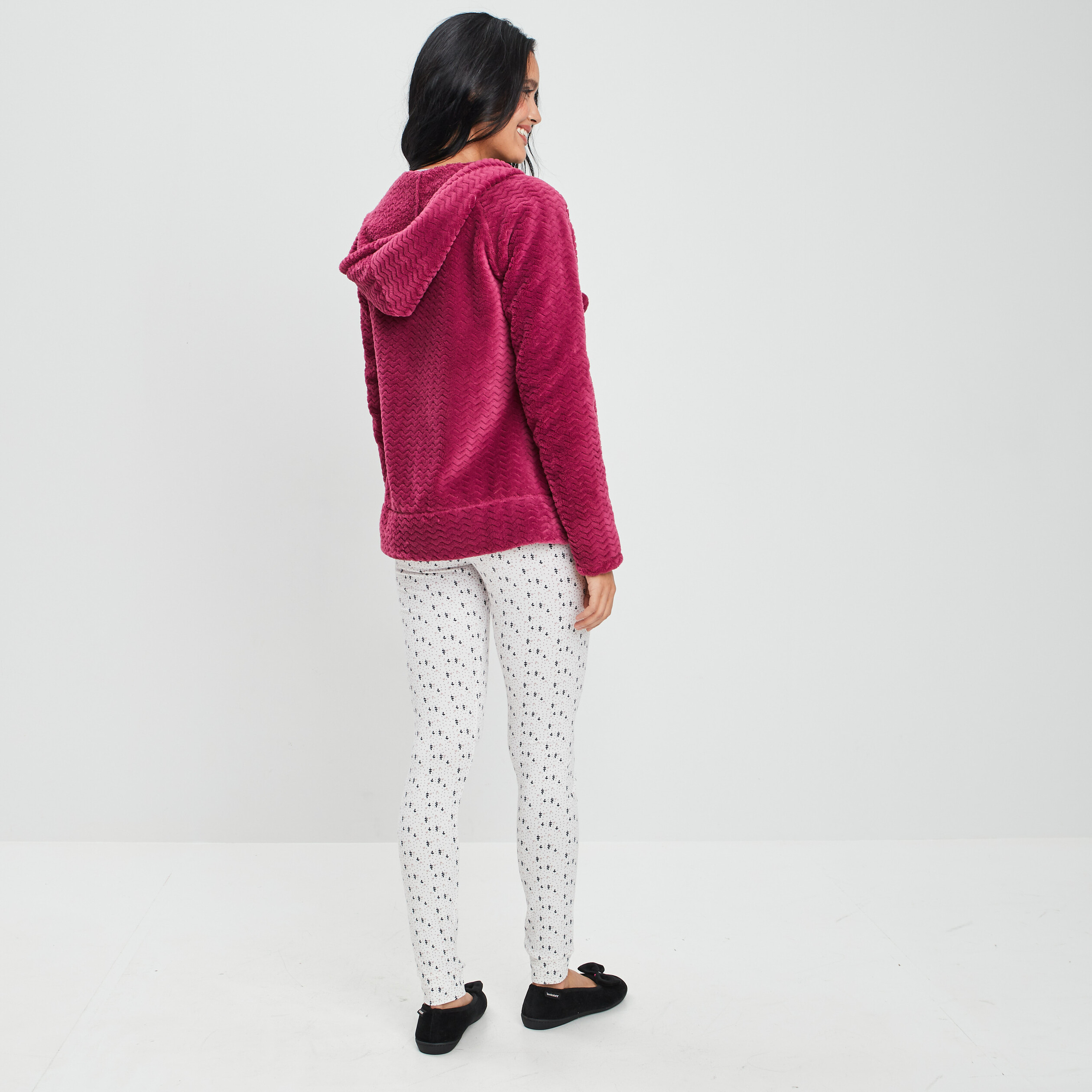 Ensemble pyjama 3 pièces gris clair femme