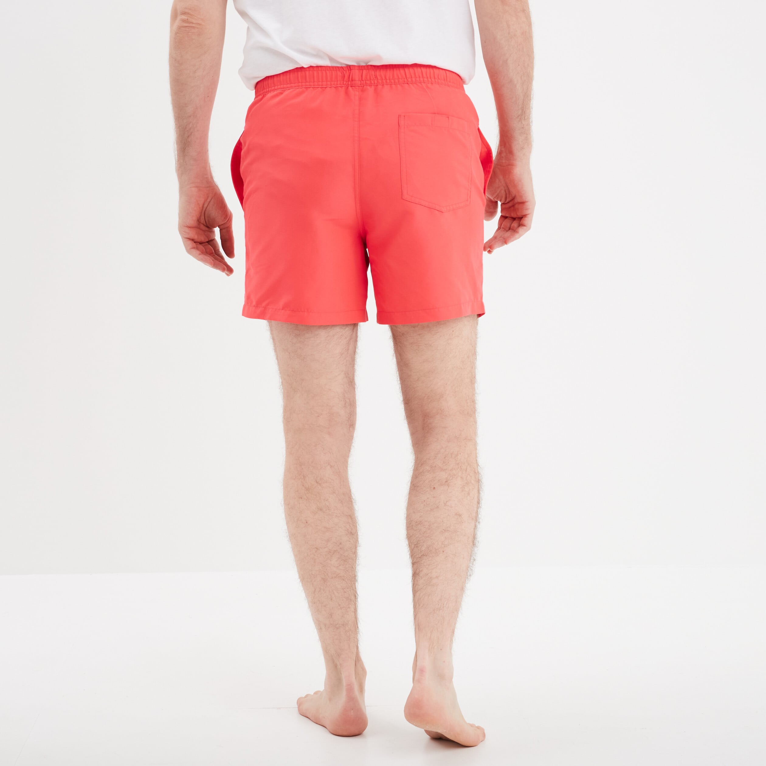 Short de bain droit taille &eacute;lastiqu&eacute;e rose fluo homme
