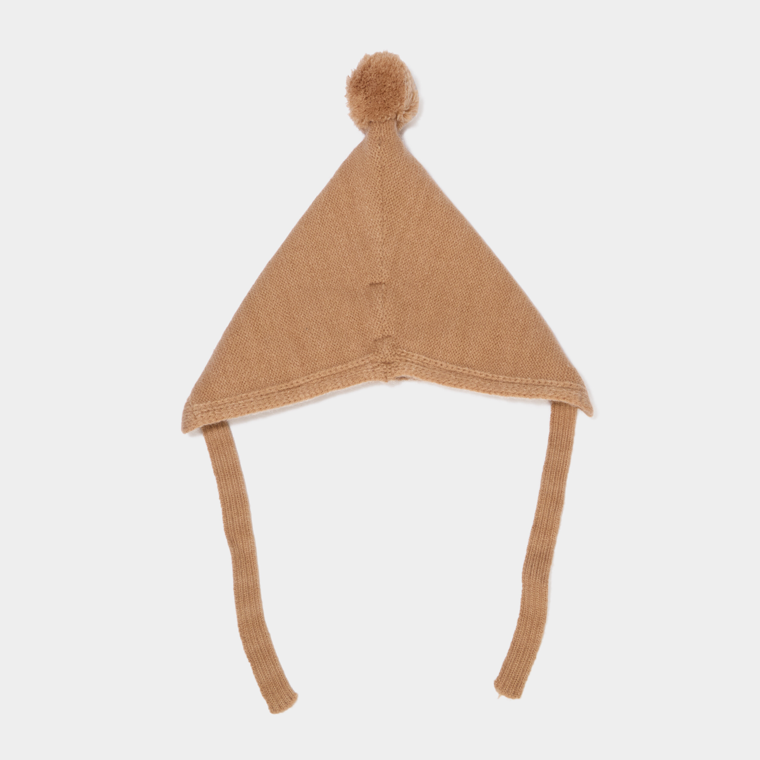 Bonnet b&eacute;guin &agrave; pompon sable b&eacute;b&eacute;