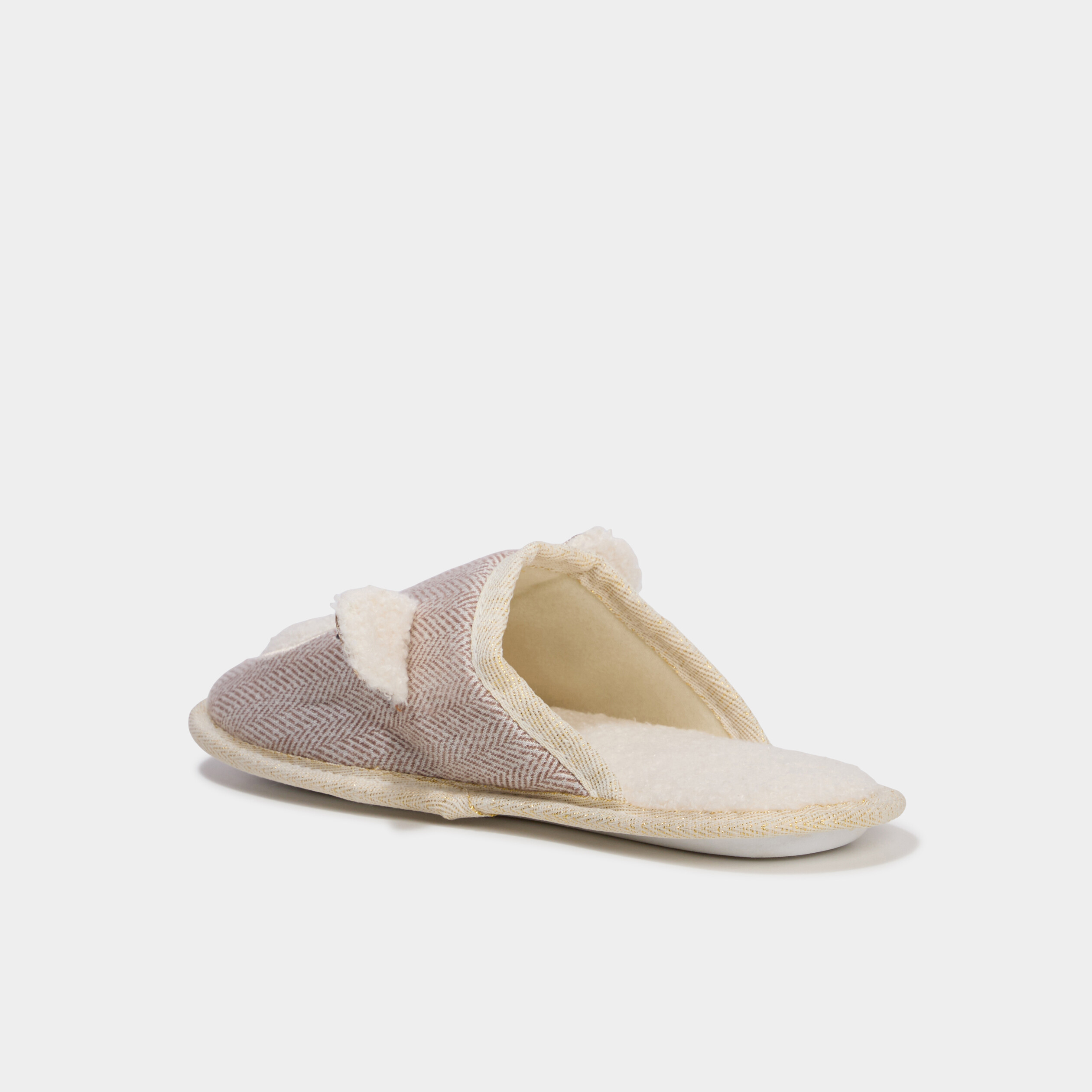 Chaussons mules doublure polaire sable femme