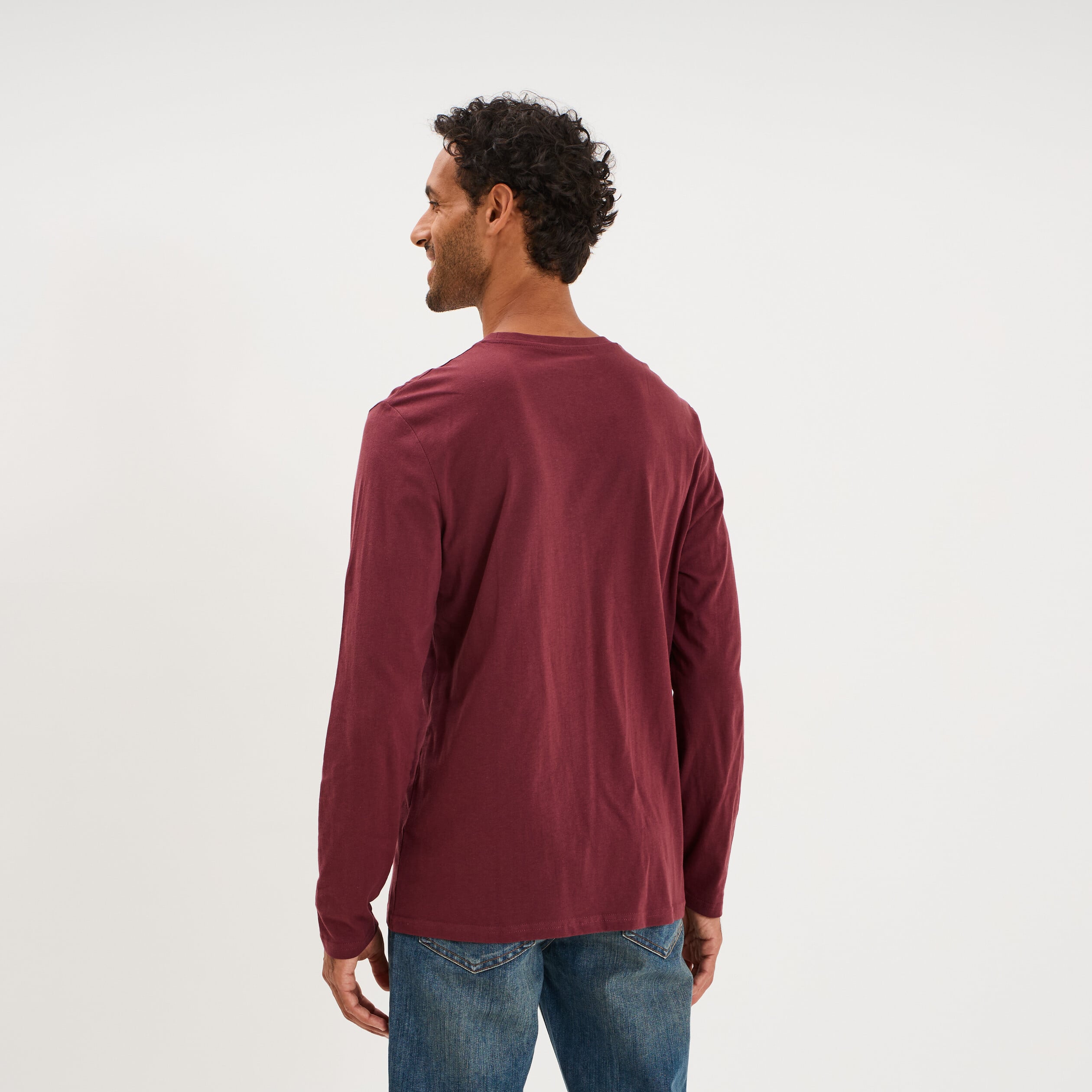 T-shirt manches longues prune homme