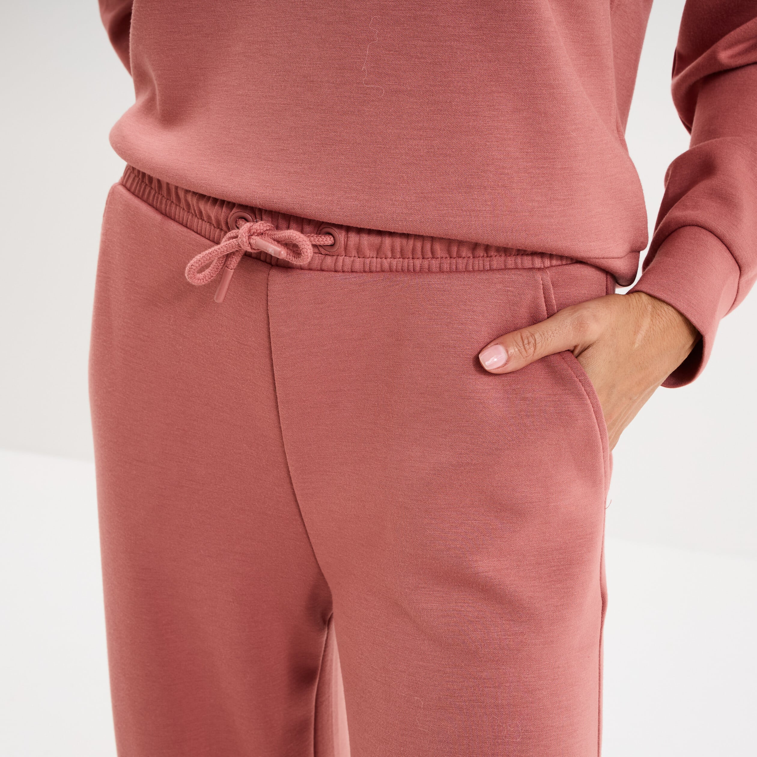 Pantalon de jogging large &eacute;lastiqu&eacute; vieux rose femme