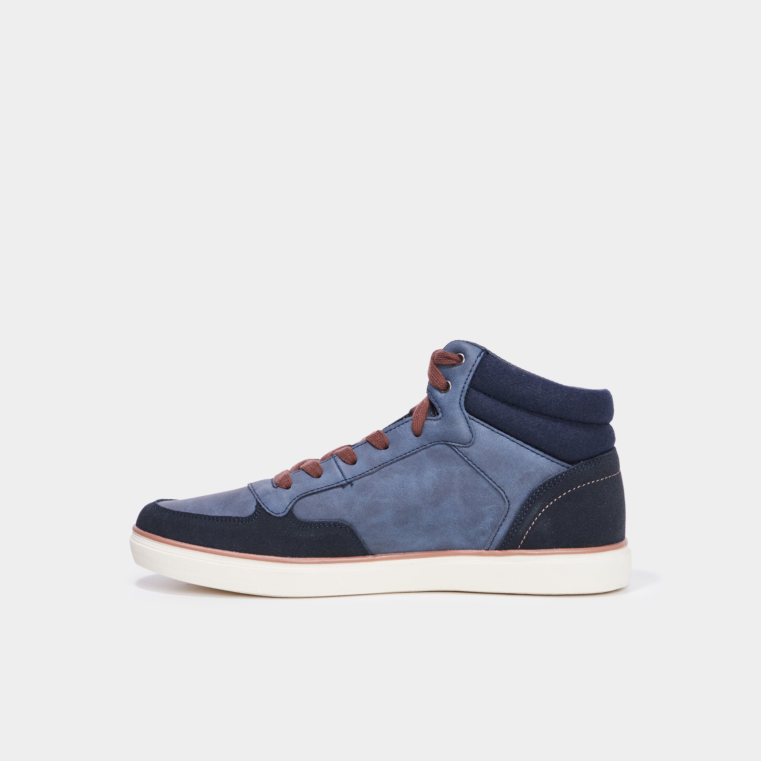 Baskets montantes &agrave; lacets bleu homme