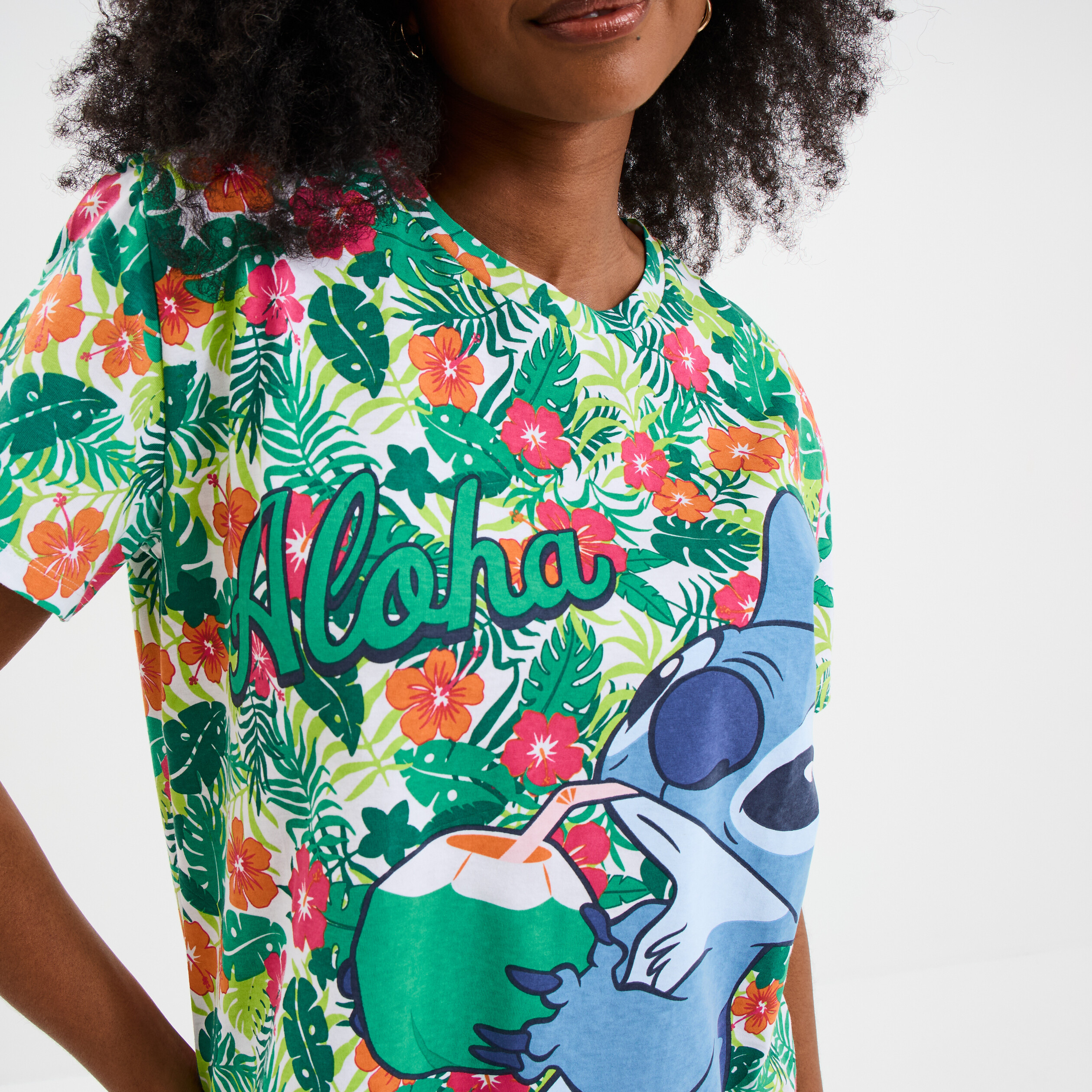 t shirt manches courtes coton stitch multicolore femme T-shirt manches courtes coton Stitch multicolore femme