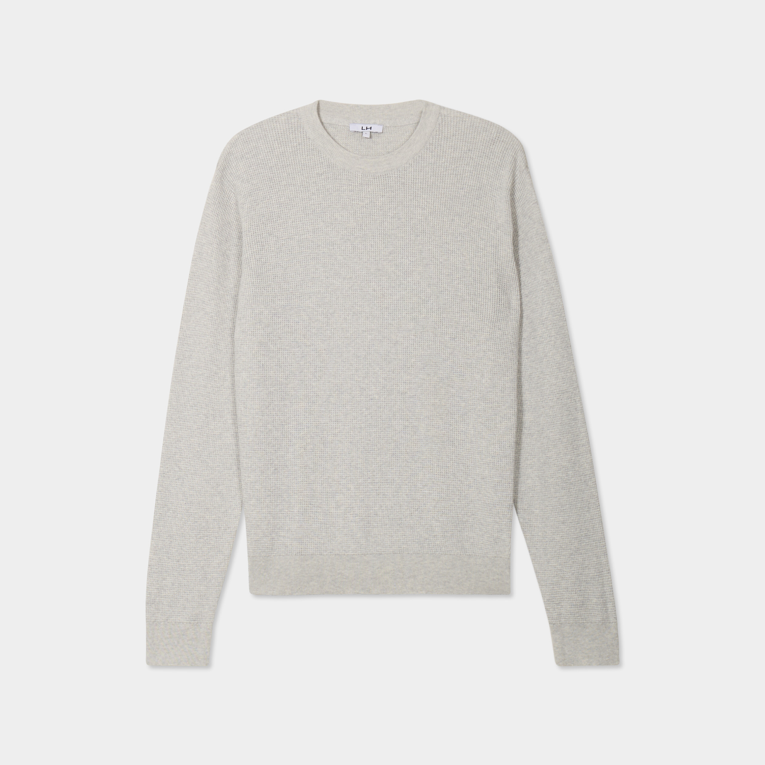 Pull en maille textur&eacute;e col rond gris clair homme