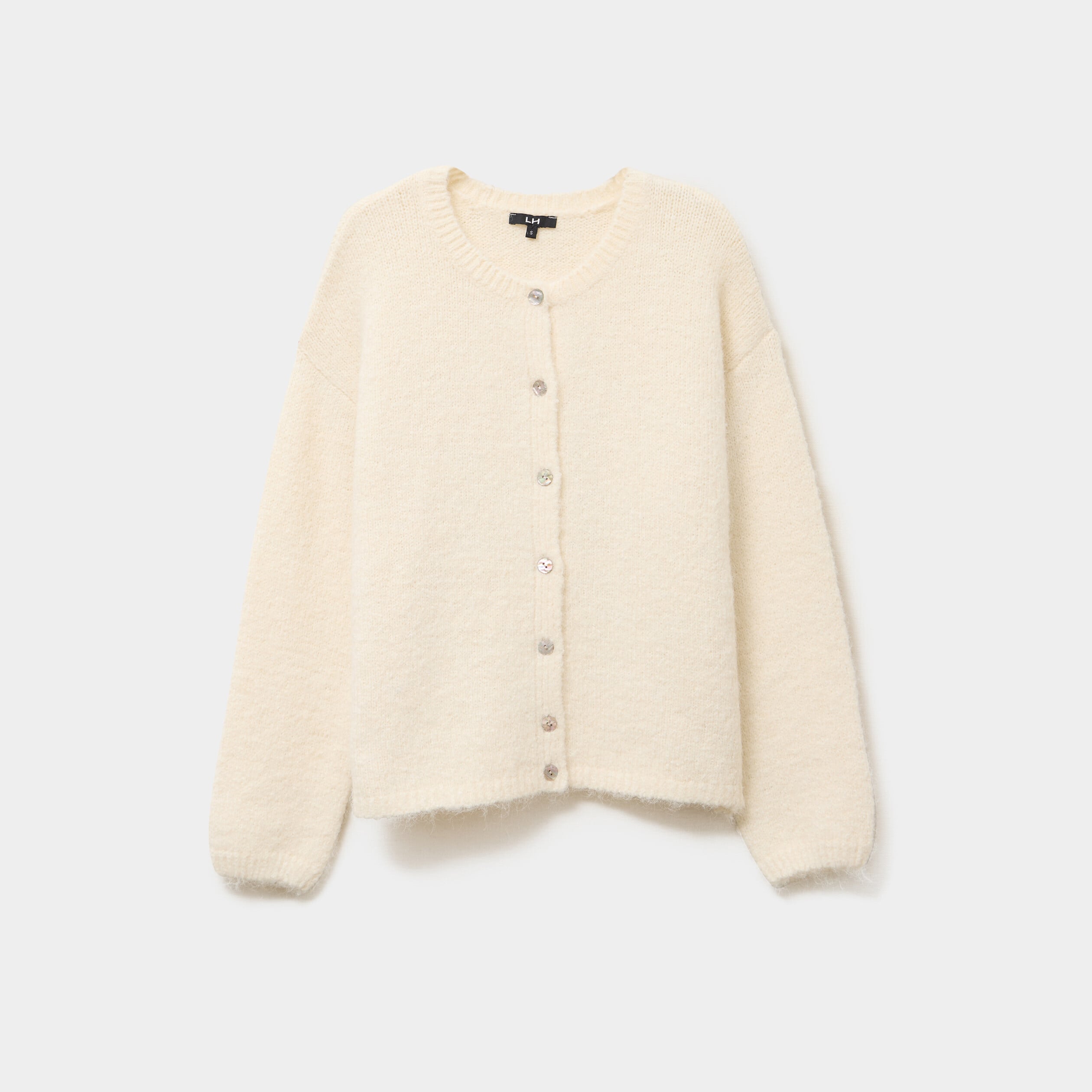 Gilet manches longues boutonn&eacute; ecru femme