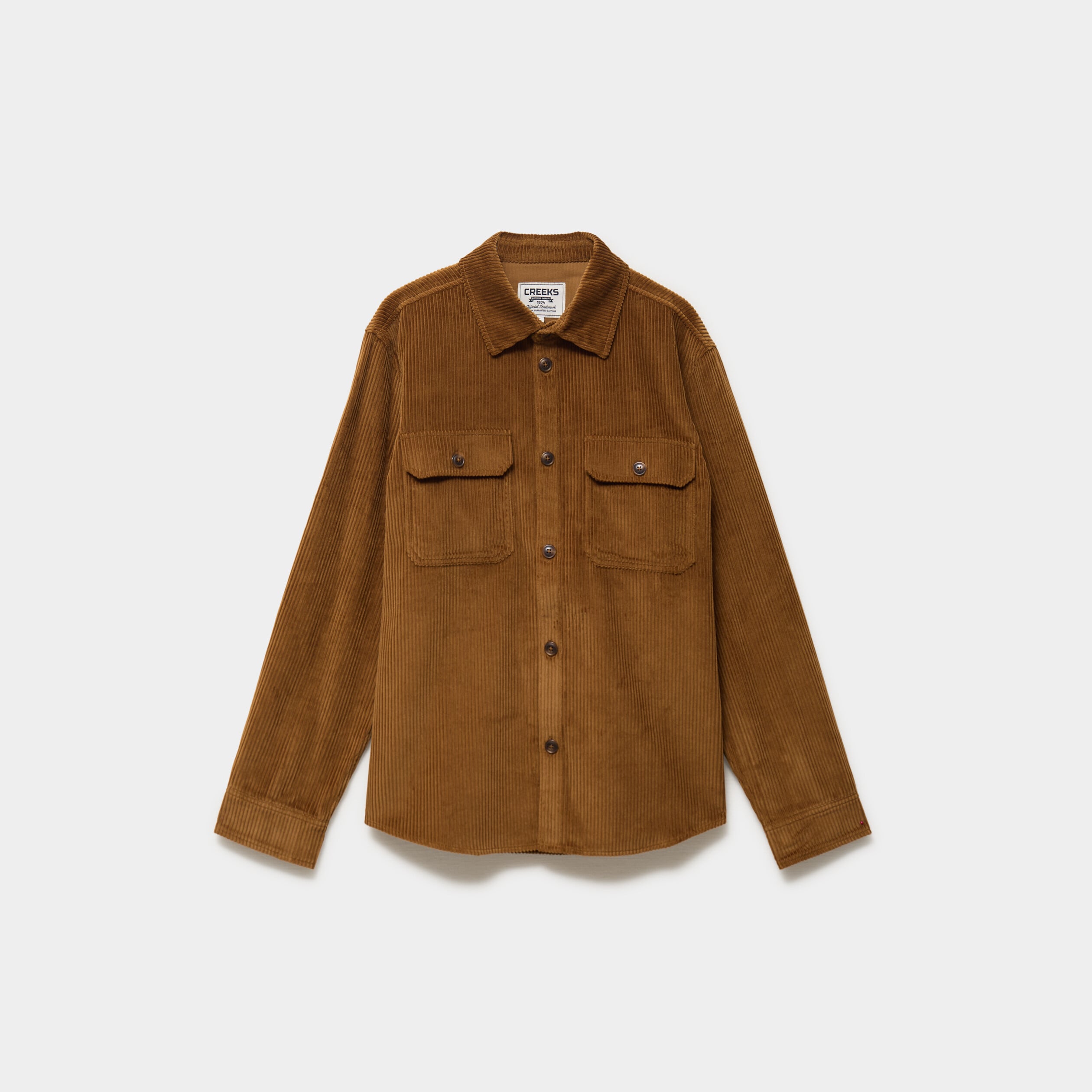 Surchemise droite velours c&ocirc;tel&eacute; coton marron homme