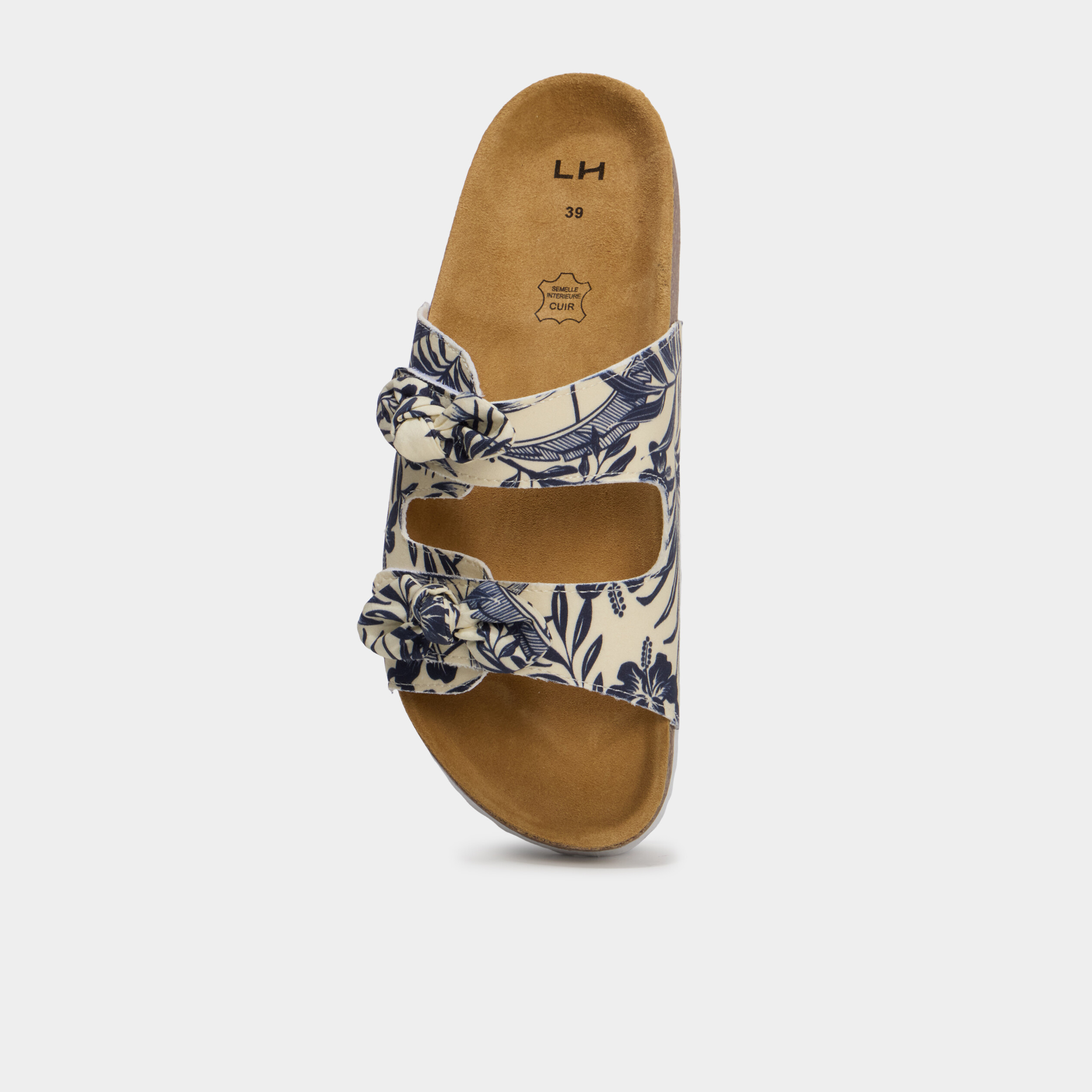 Mules brides &agrave; scratchs bleu femme