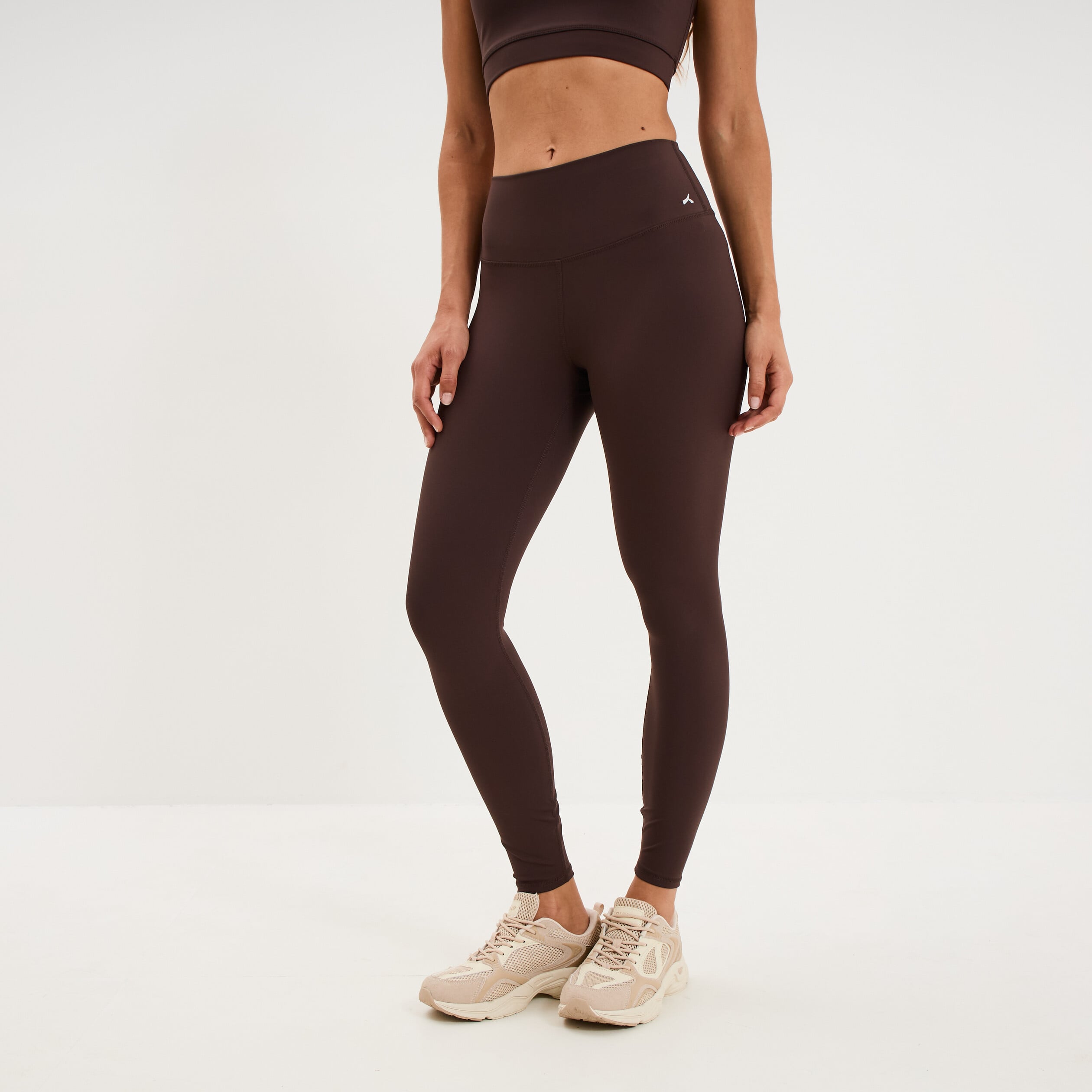 Legging de sport gainant taille haute marron fonc&eacute; femme