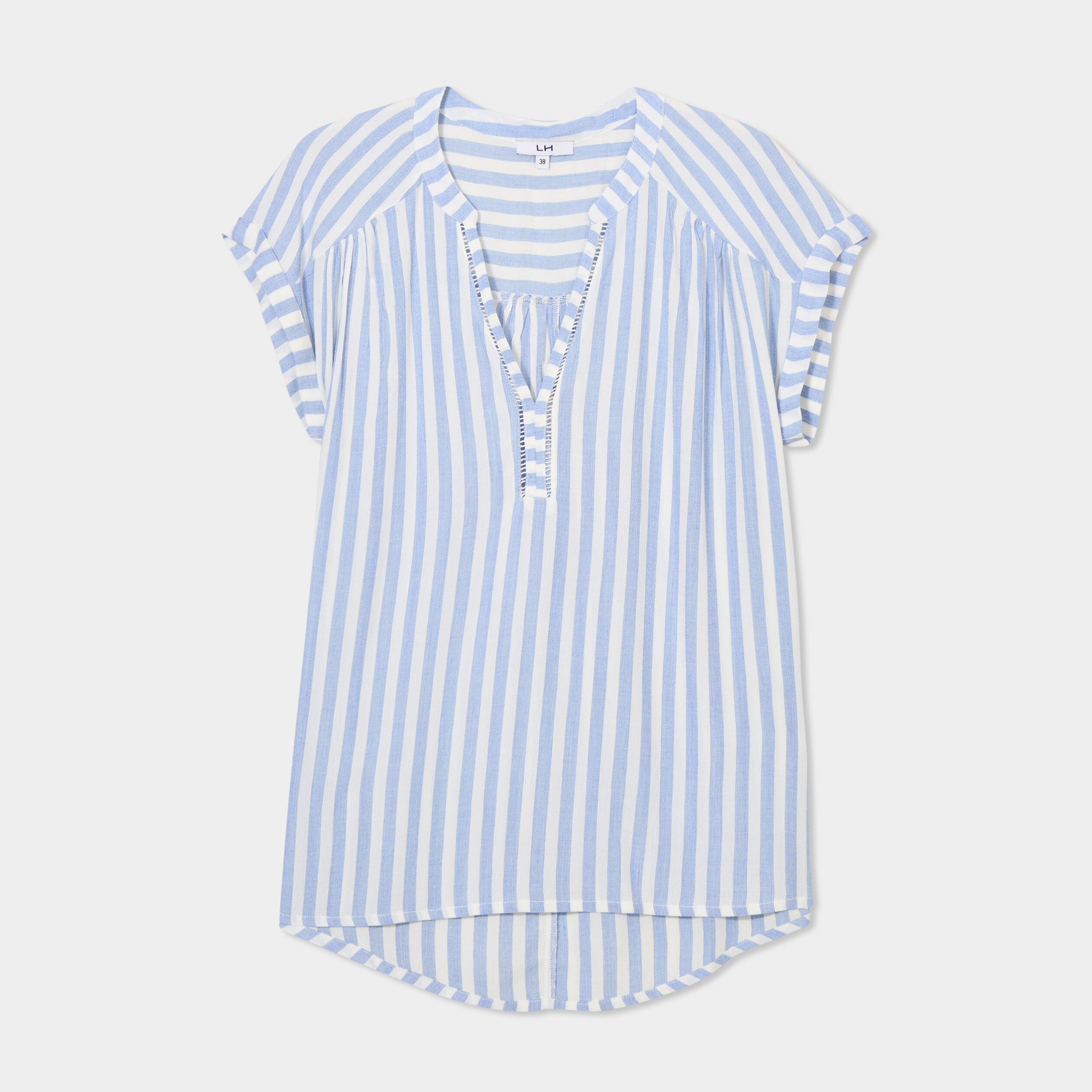 Blouse cr&eacute;pon manches courtes ecru femme