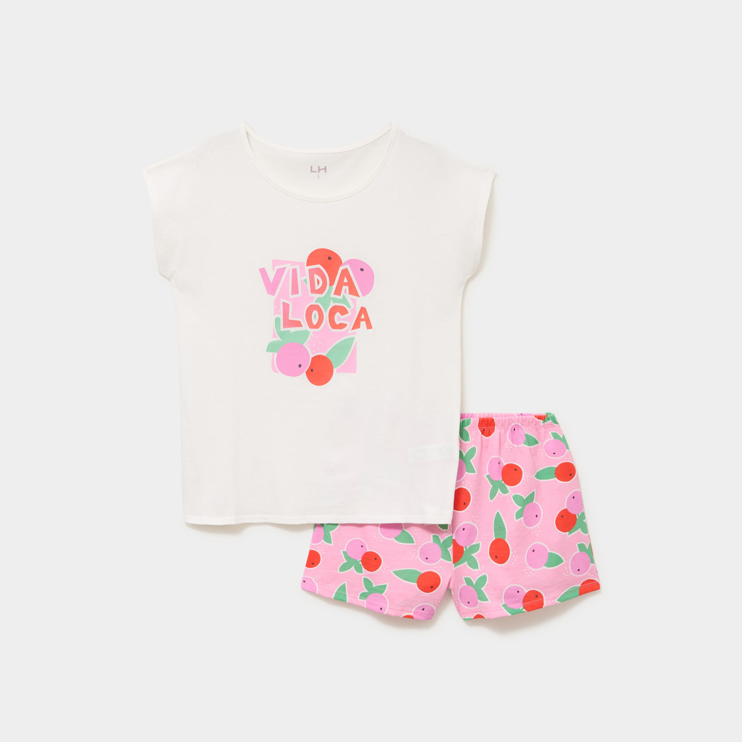 Ensemble pyjama short et t-shirt coton blanc femme
