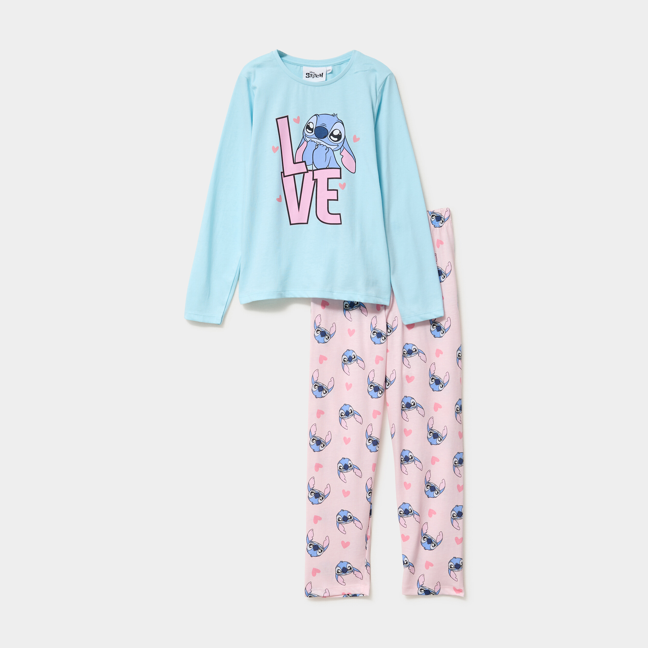 ensemble pyjama 2 pieces coton stitch vert fille Ensemble pyjama 2 pièces coton Stitch vert fille
