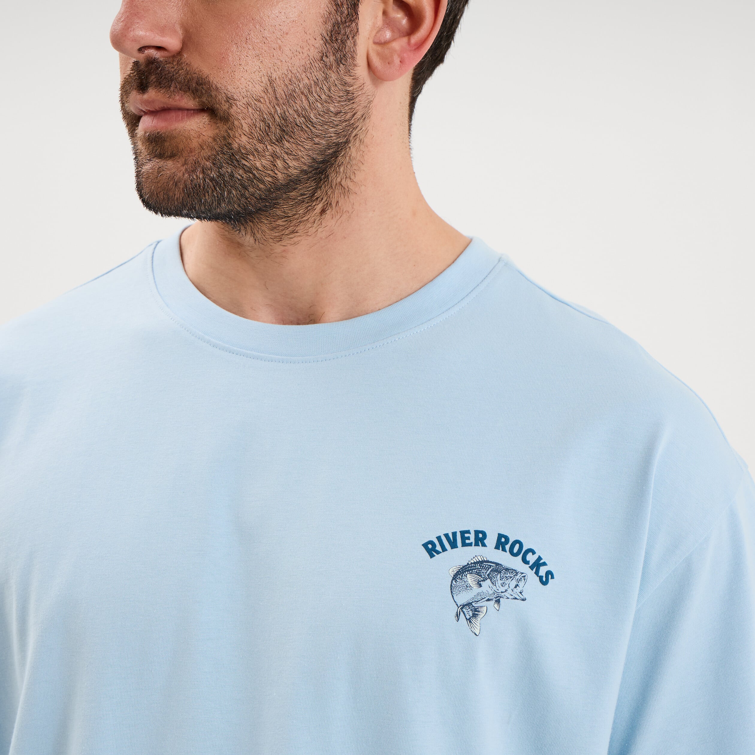 T-shirt manches courtes coton bleu clair homme