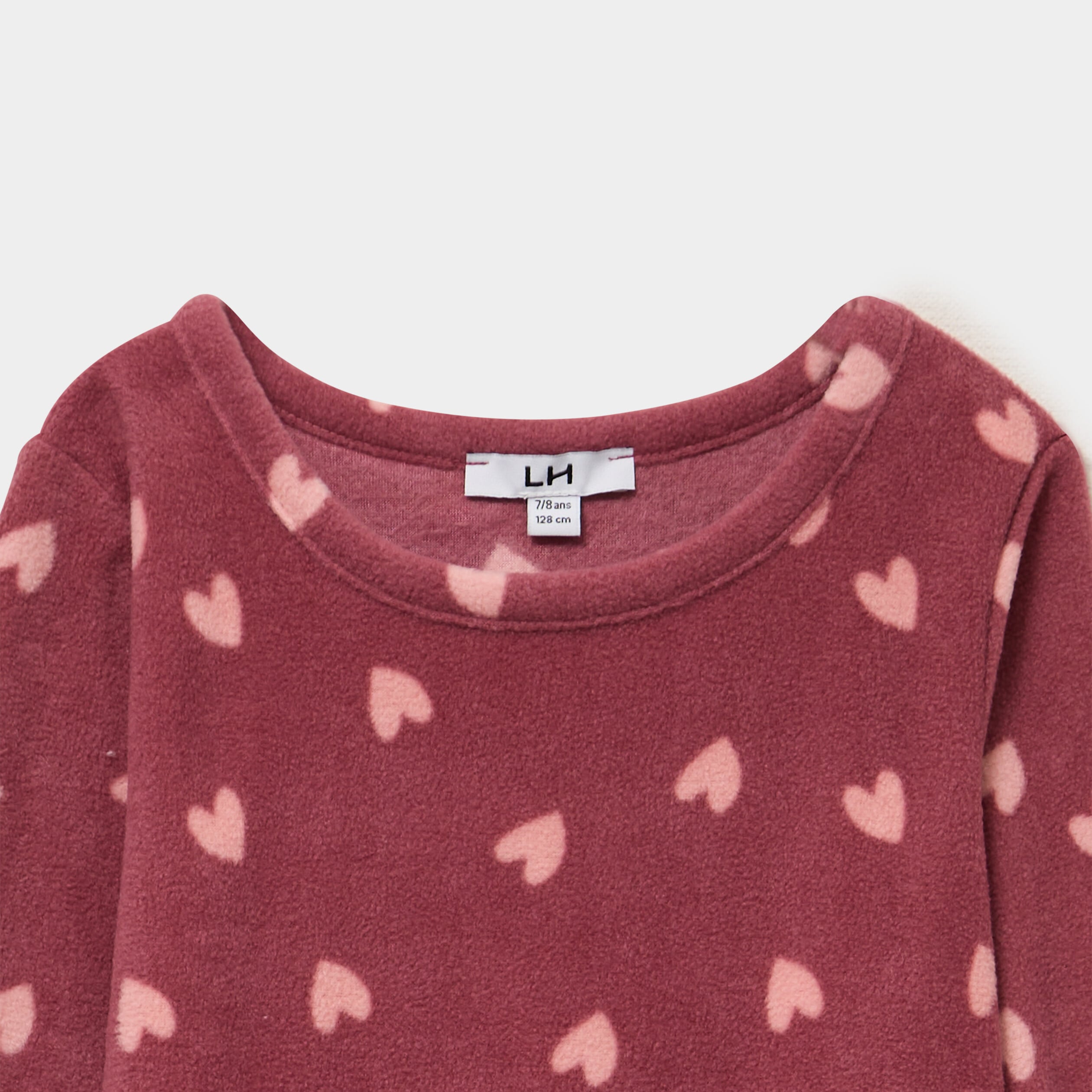 Ensemble pyjama 2 pi&egrave;ces micro polaire rose framboise fille
