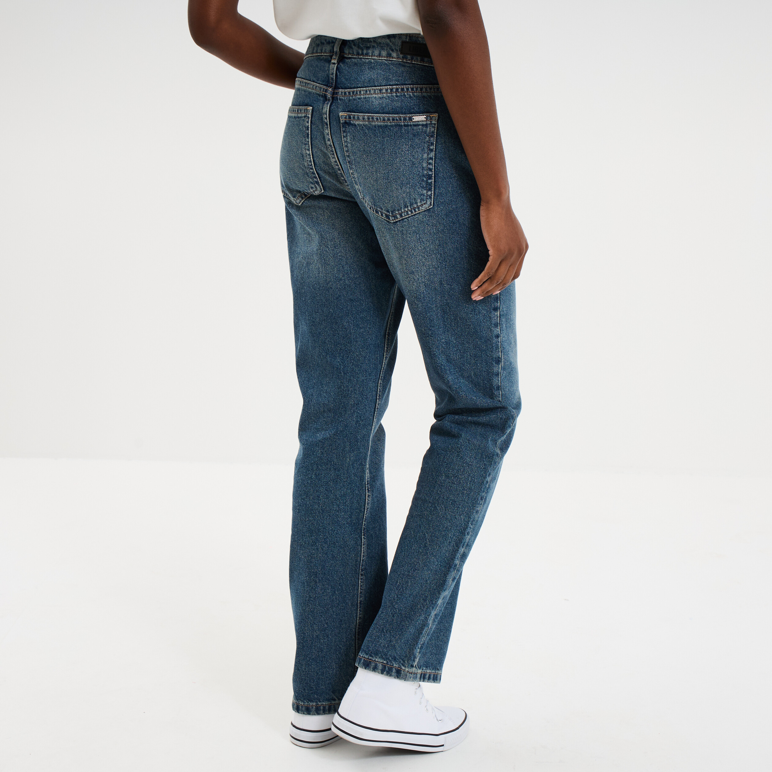 Jeans droit 5 poches coton denim dirty femme