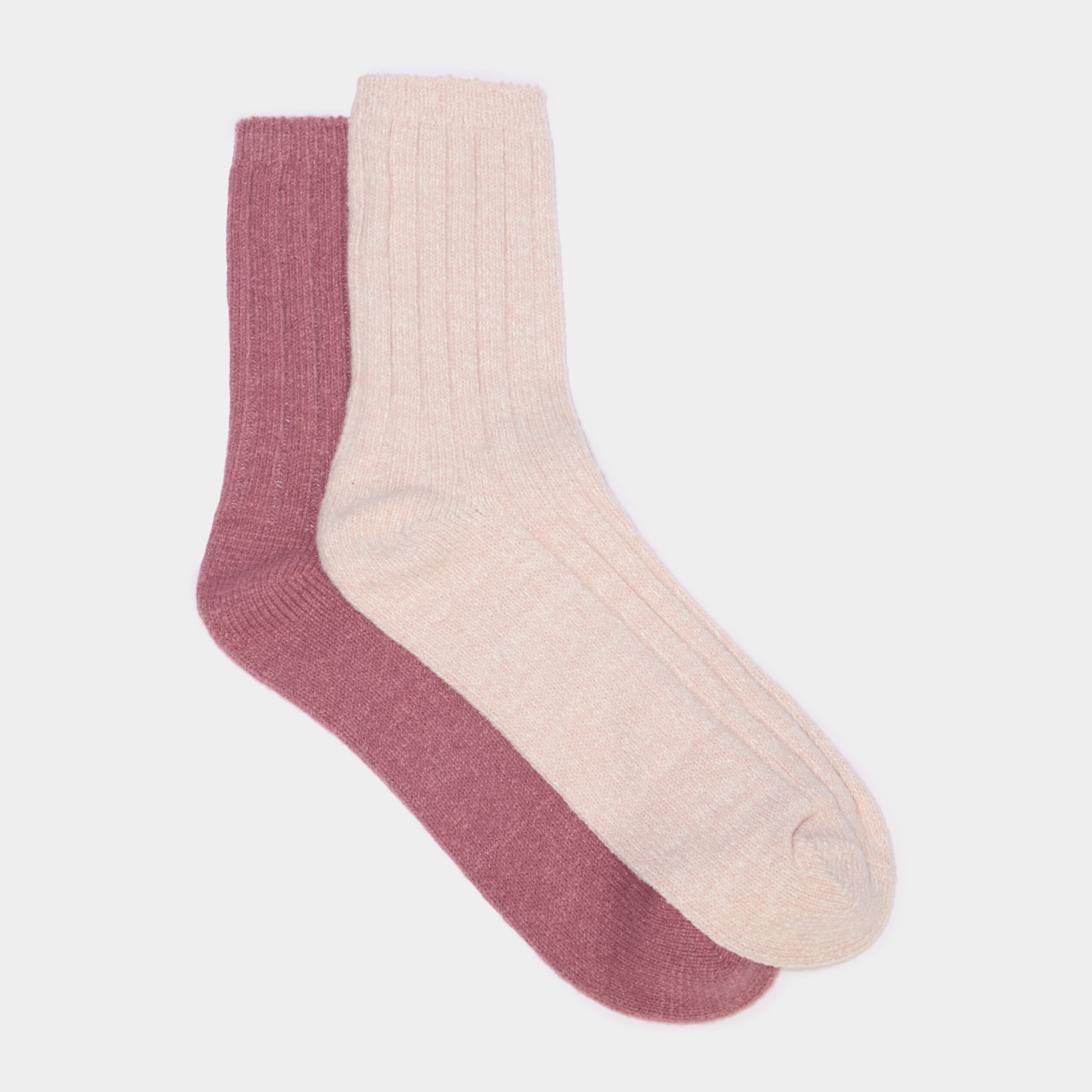Lot 2 paires chaussettes tricot&eacute;es bordeaux femme