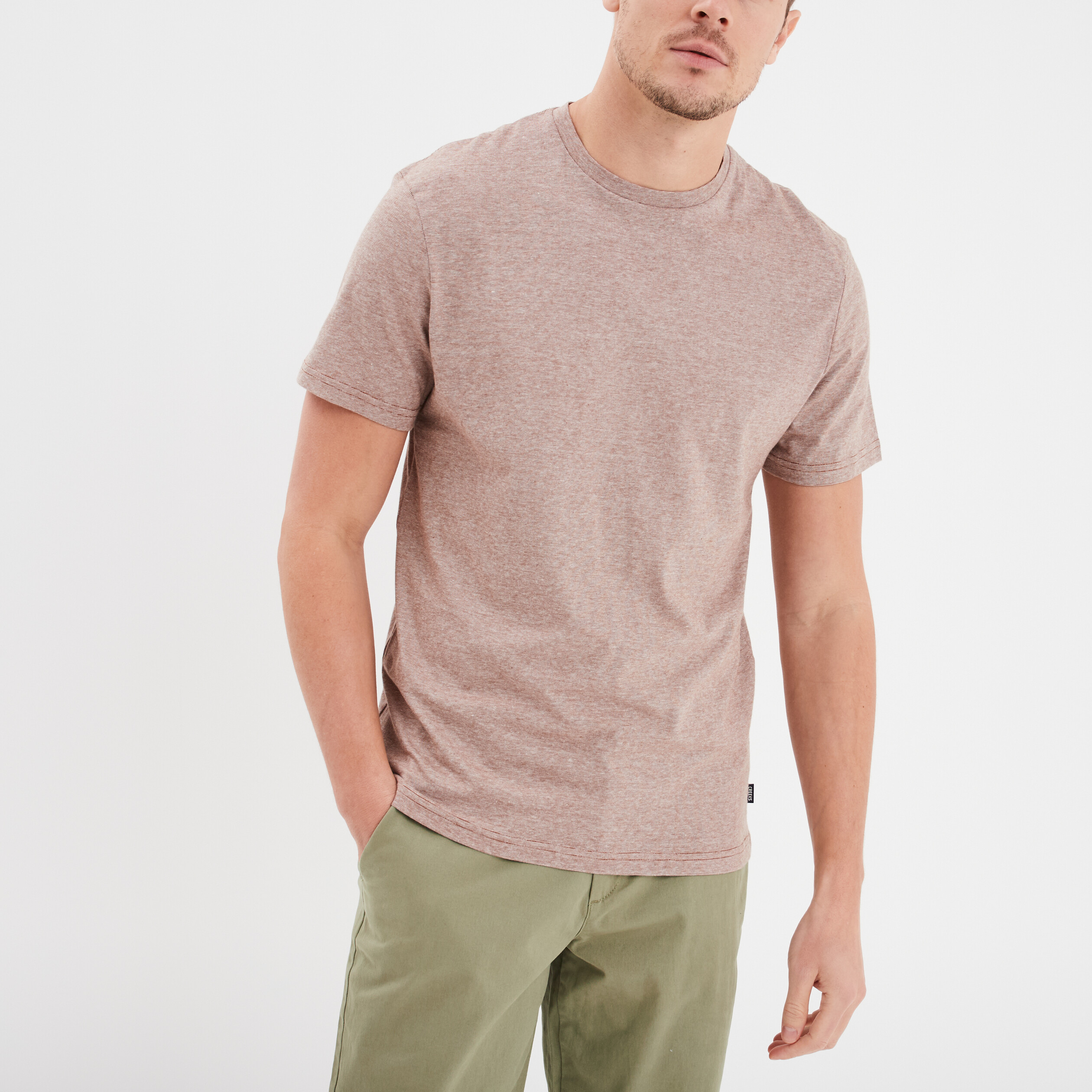 t shirt col rond manches courtes creeks marron homme T-shirt col rond manches courtes Creeks marron homme