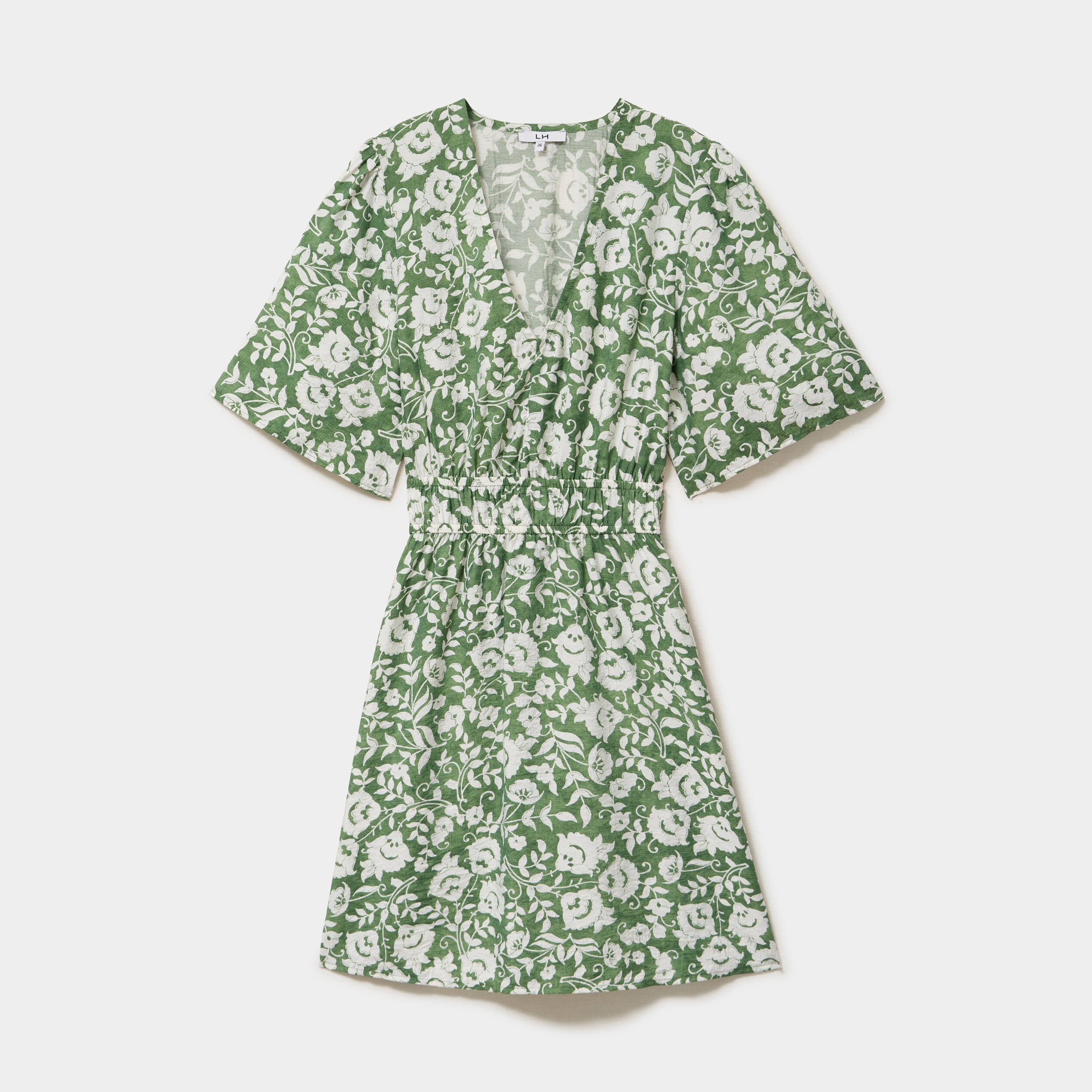 Robe courte taille &eacute;lastiqu&eacute;e vert kaki femme