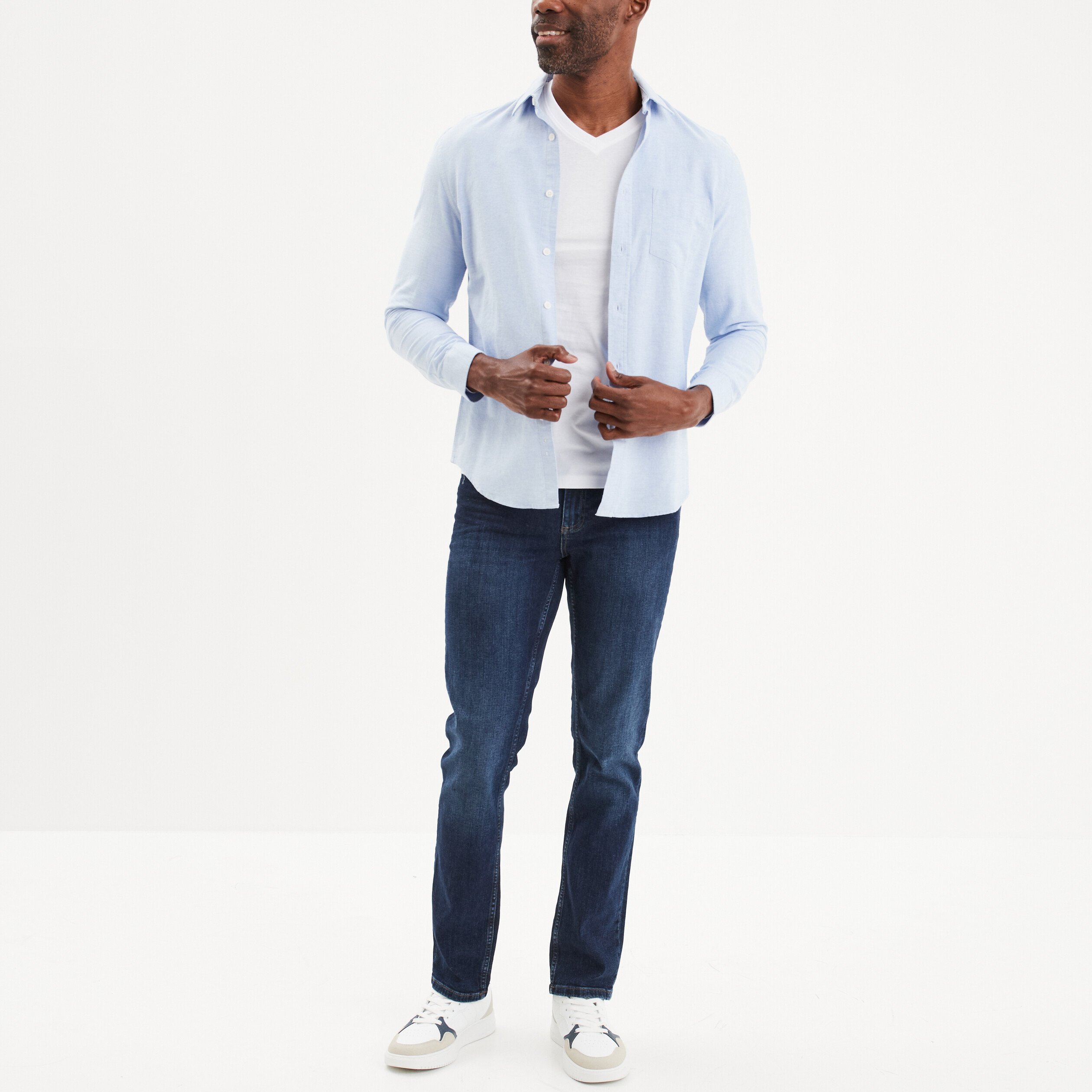 chemise coton manches longues creeks bleu ciel homme Chemise coton manches longues Creeks bleu ciel homme