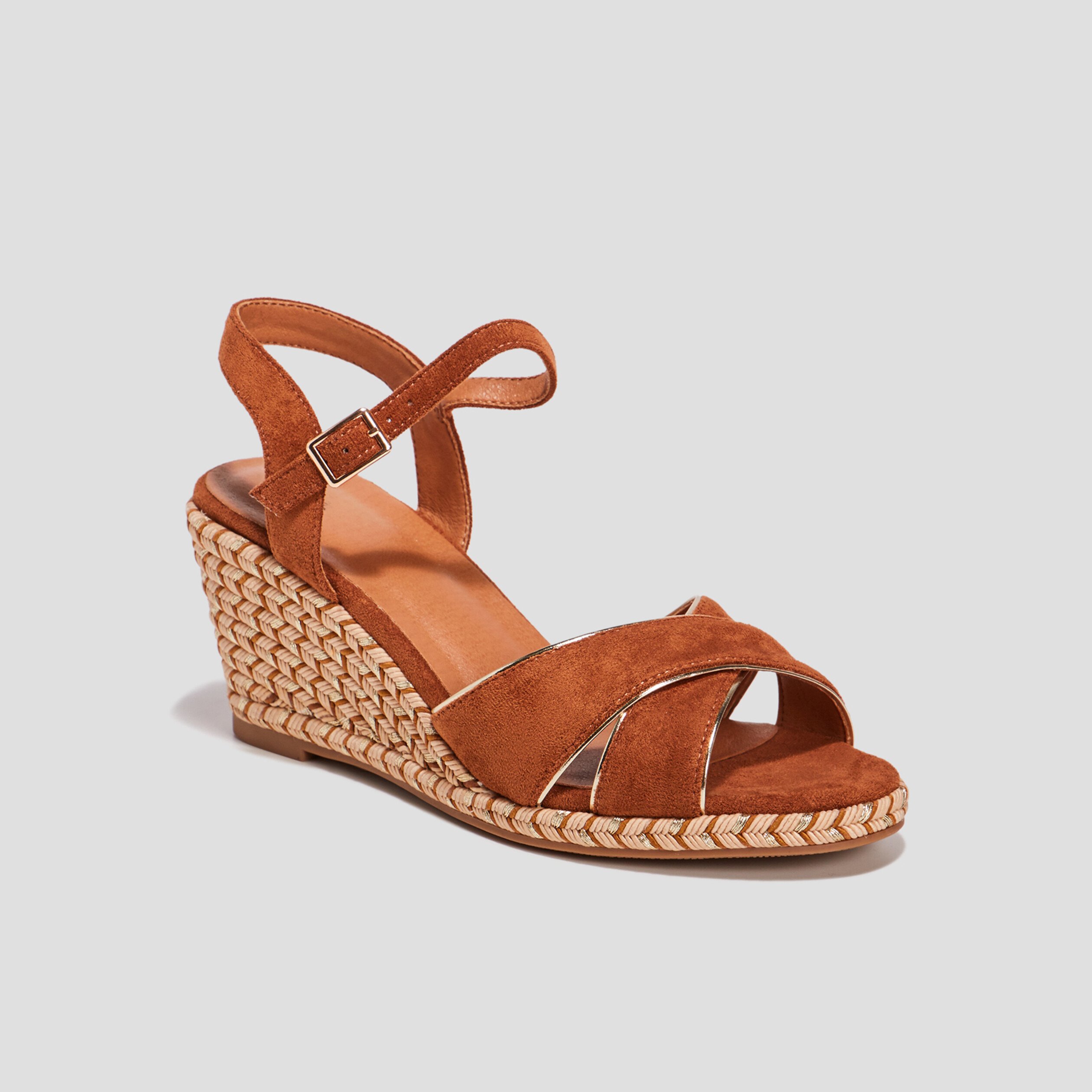 Sandales a talons compenses marron femme