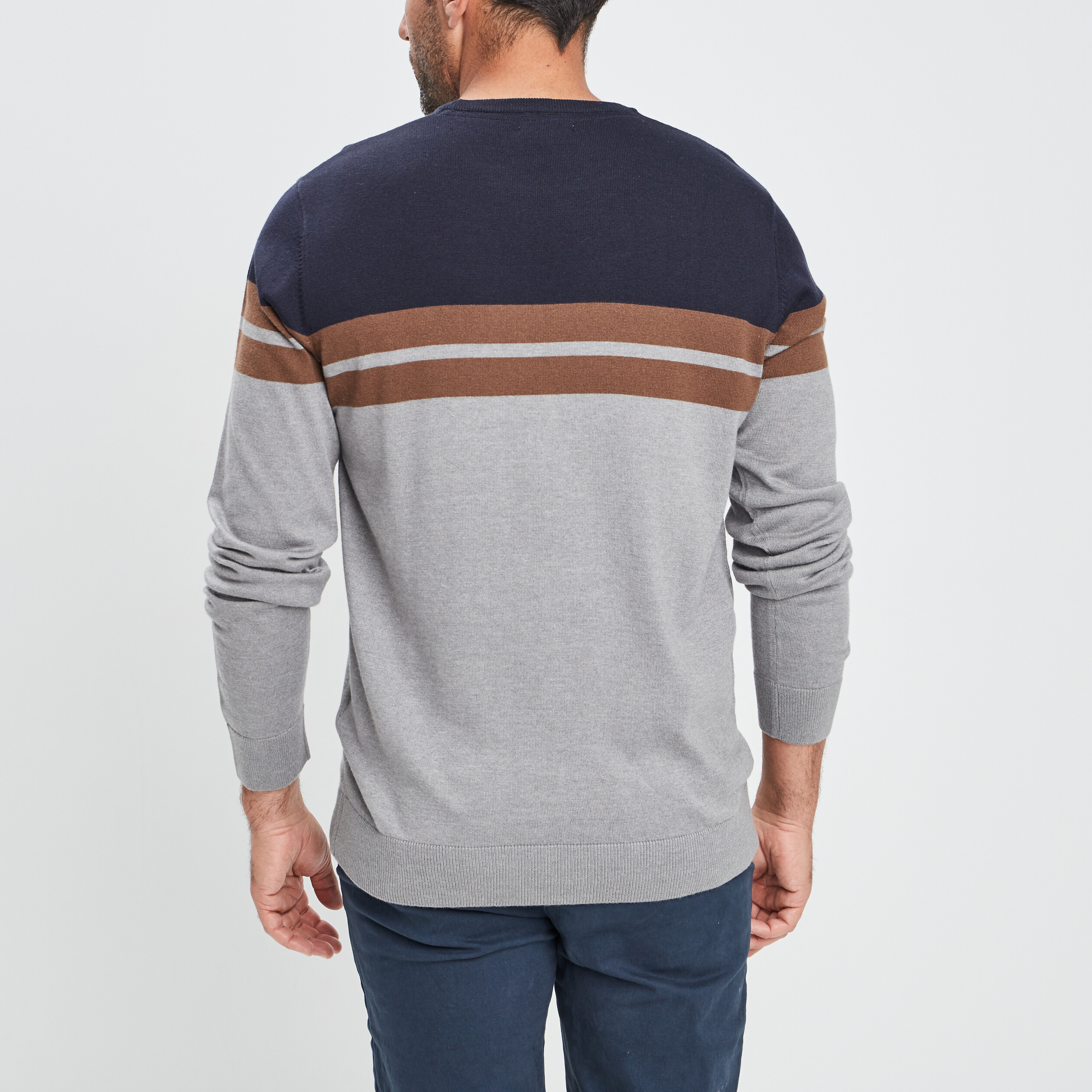Pull manches longues gris homme