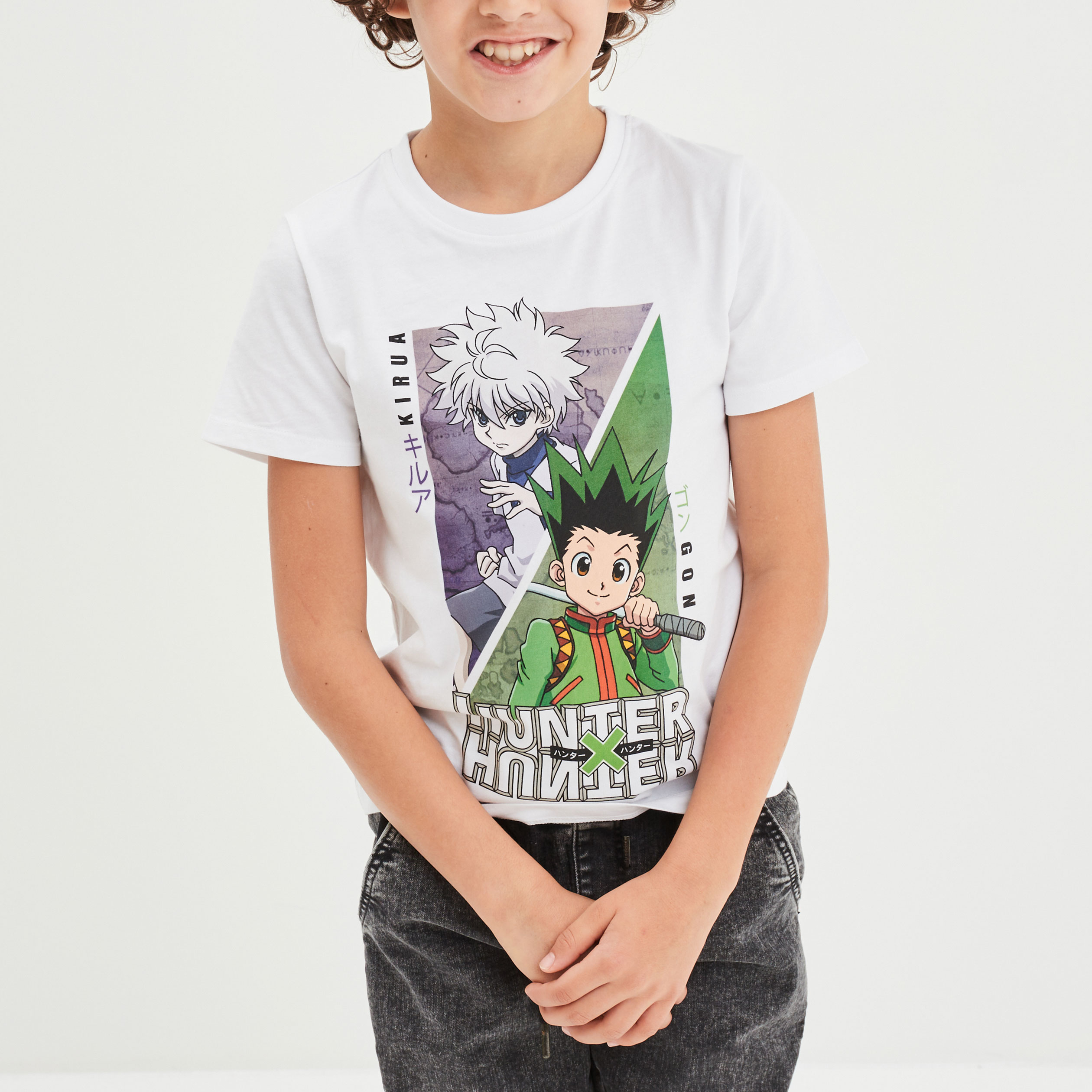 t shirt manches courtes hunter x hunter blanc garcon T-shirt manches courtes Hunter X Hunter blanc garçon