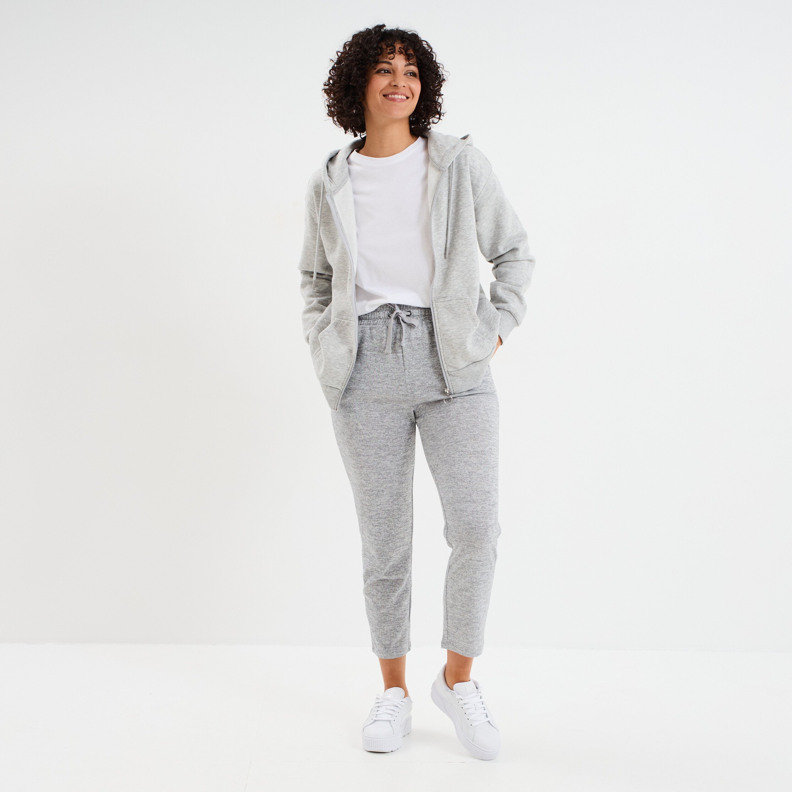 pantalon jogging 78eme gris clair femme Pantalon jogging 7/8ème gris clair femme