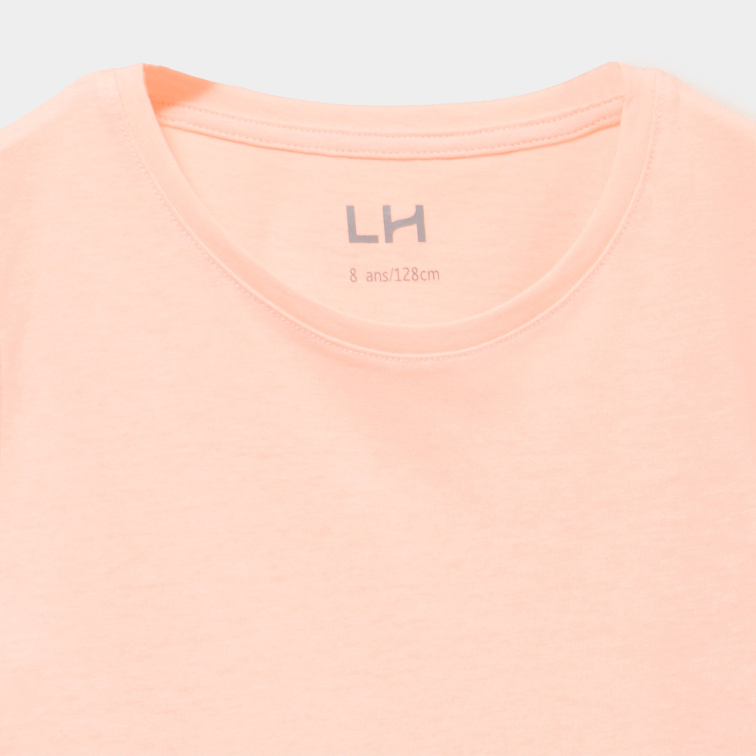 T-shirt col rond manches courtes orange fluo fille