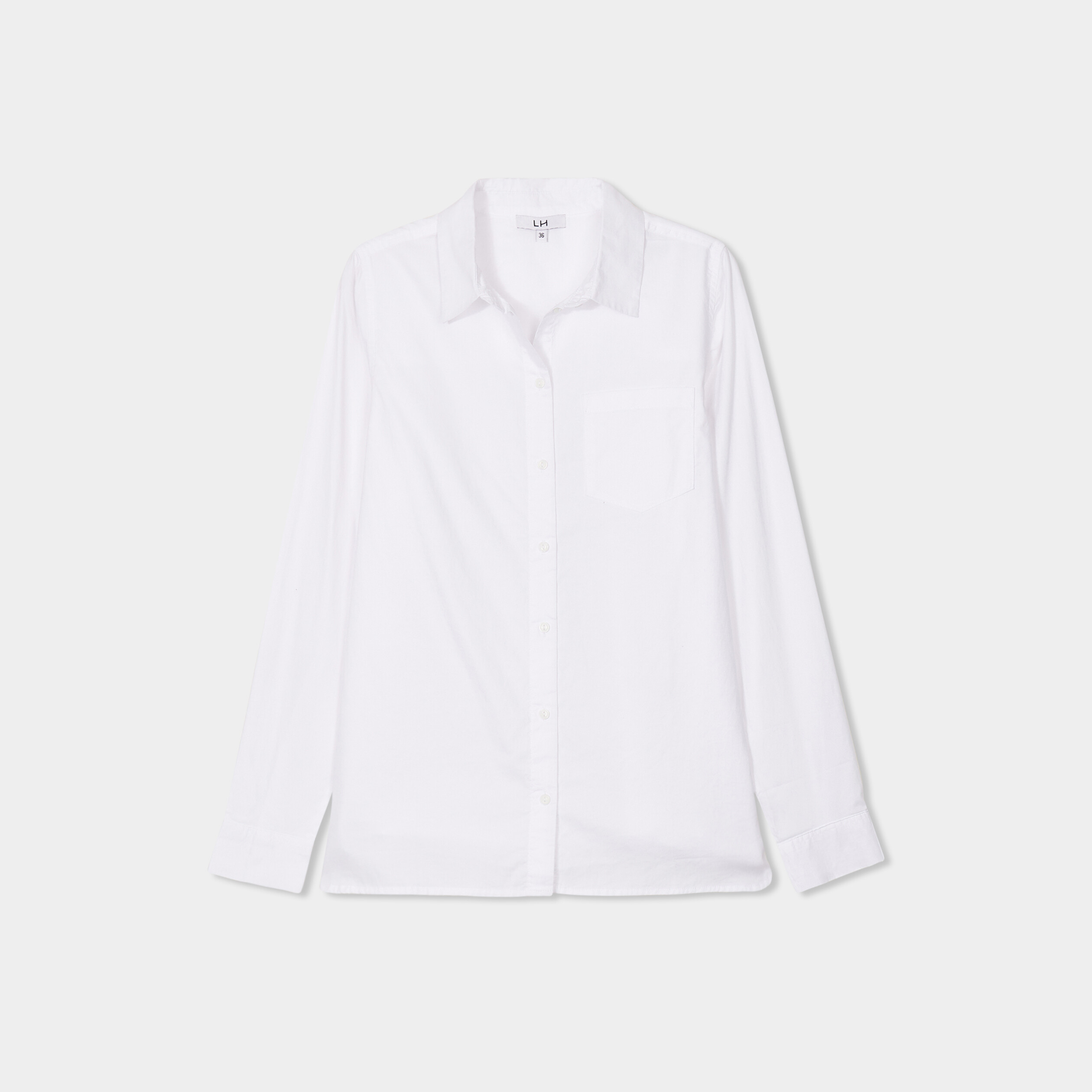 Chemise manches longues 1 poche coton blanc femme