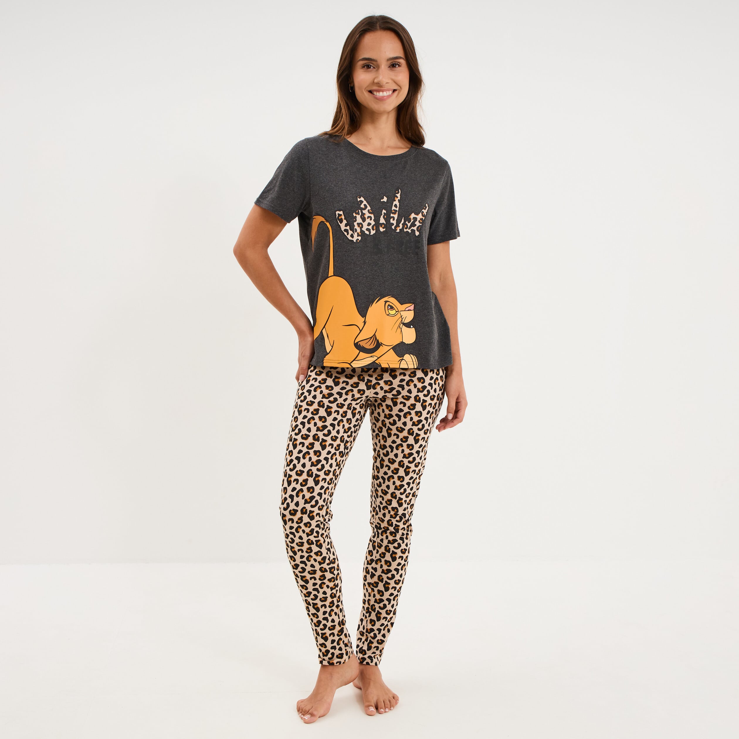 Ensemble pyjama legging Roi Lion Simba gris fonc&eacute; femme