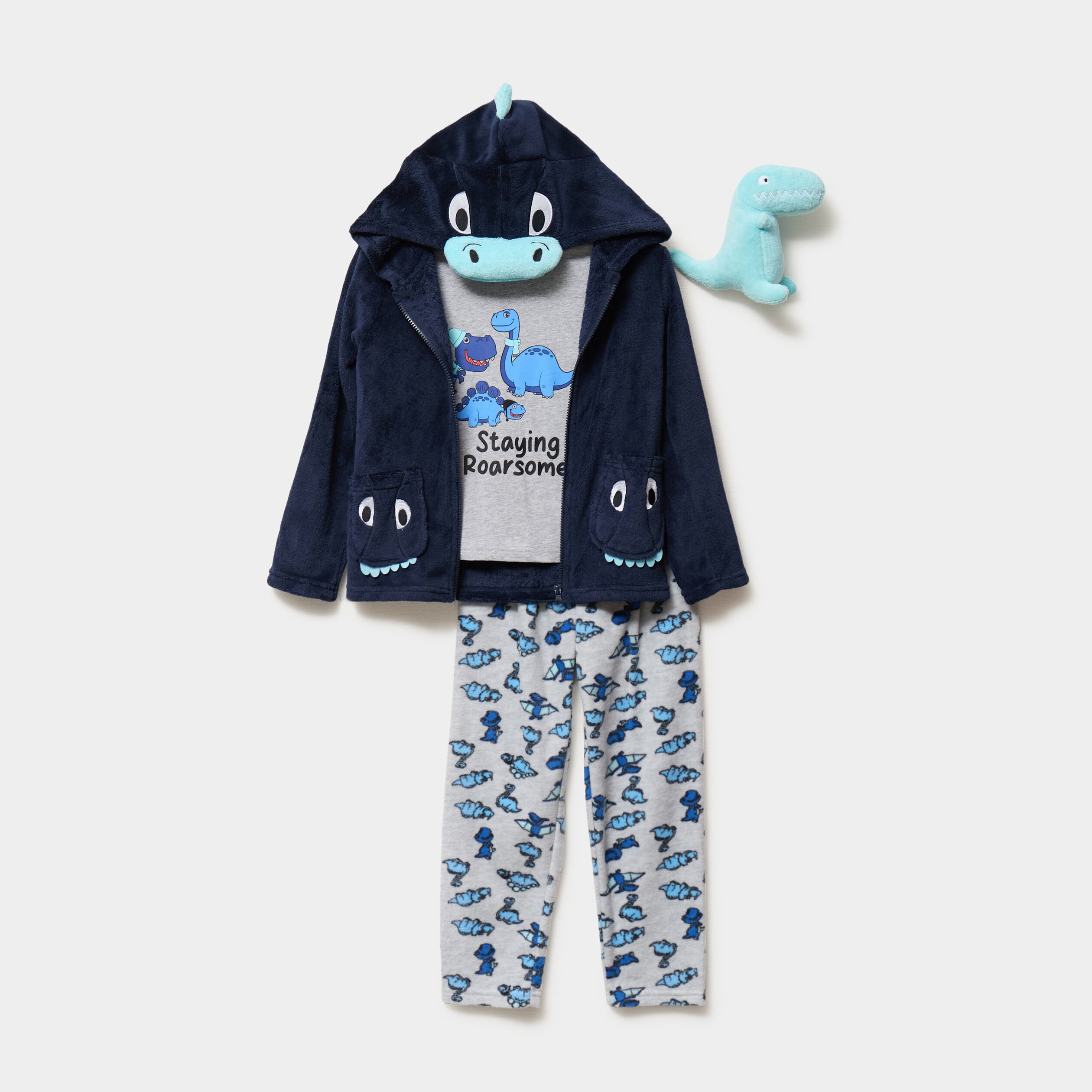 Ensemble pyjama 4 pi&egrave;ces avec peluche bleu marine gar&ccedil;on