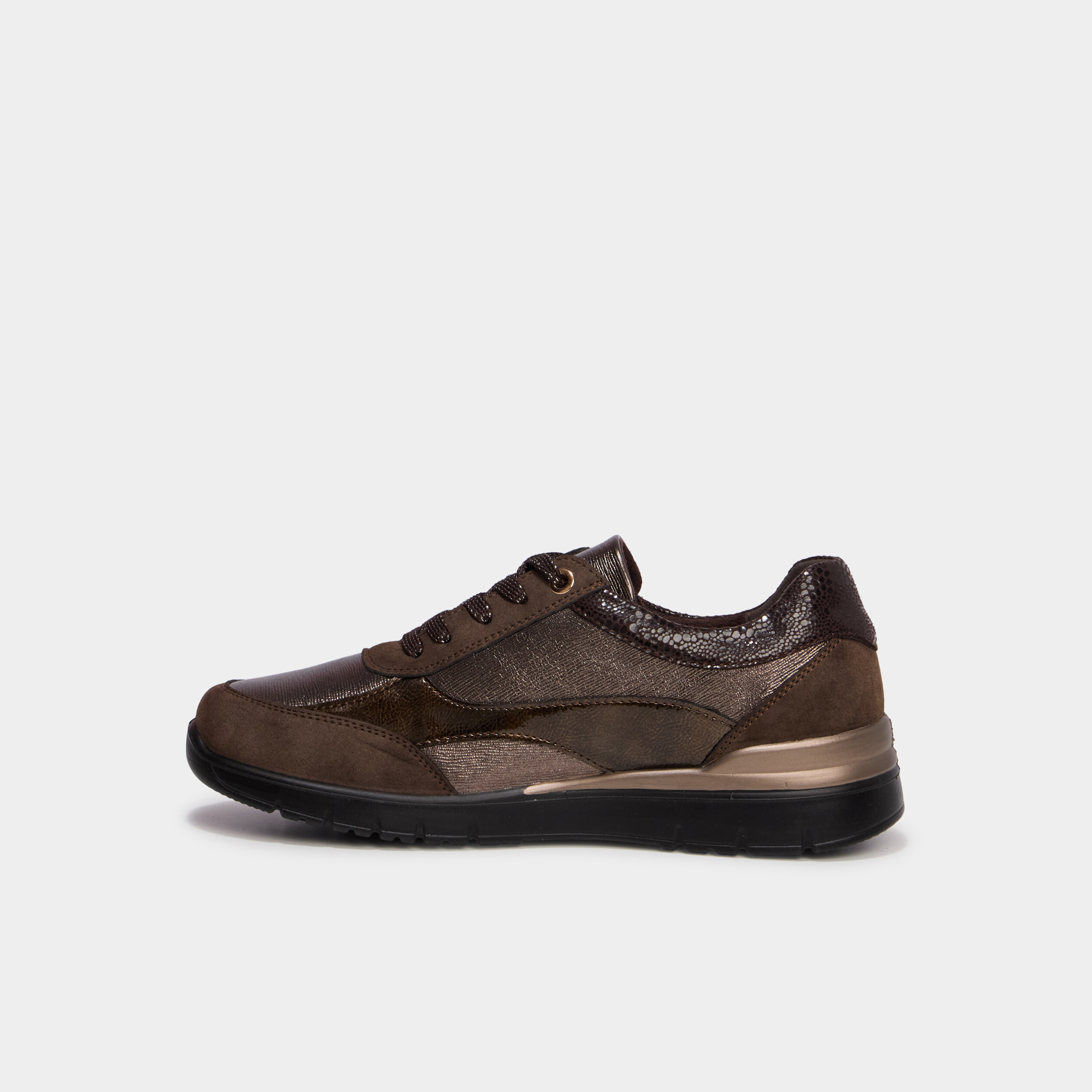 Baskets zipp&eacute;es &agrave; lacets marron femme