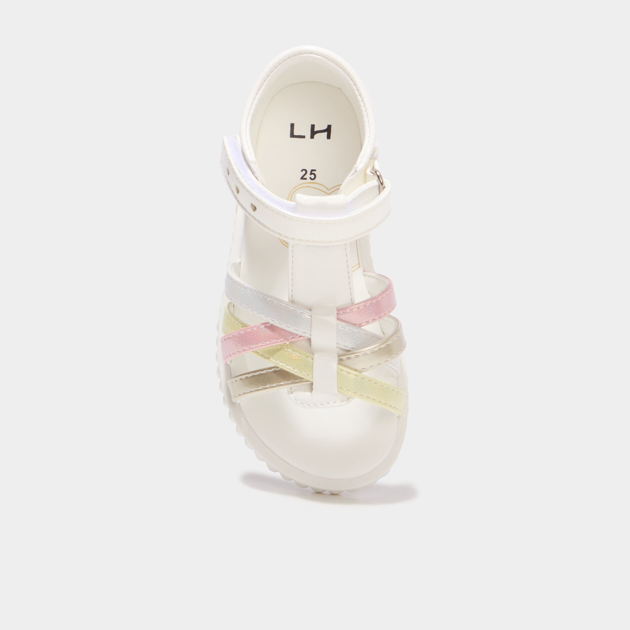 Sandales brides crois&eacute;es semelle souple blanc fille