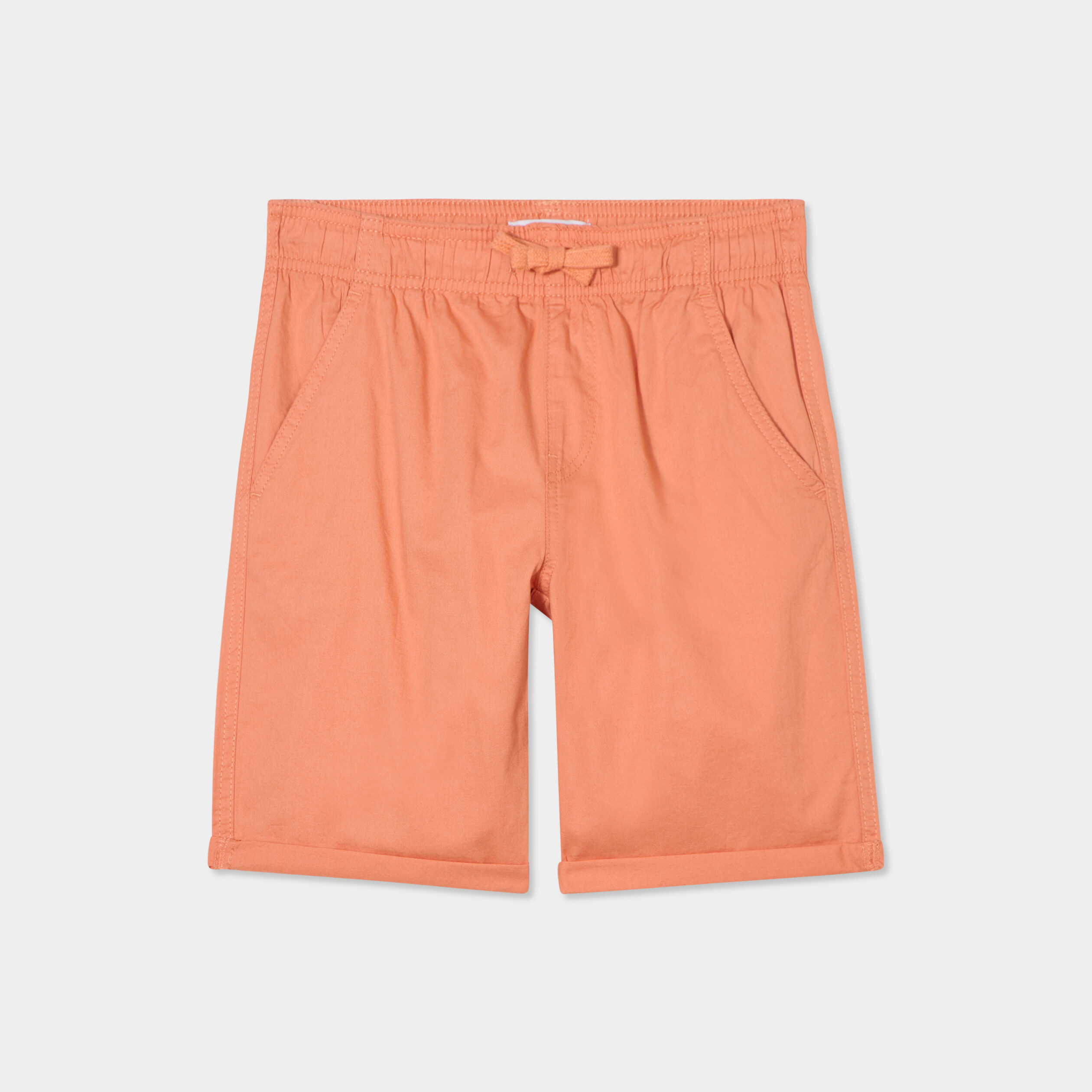 short droit taille elastiquee a coulisse orange clair garcon Short droit taille élastiquée à coulisse orange clair garçon