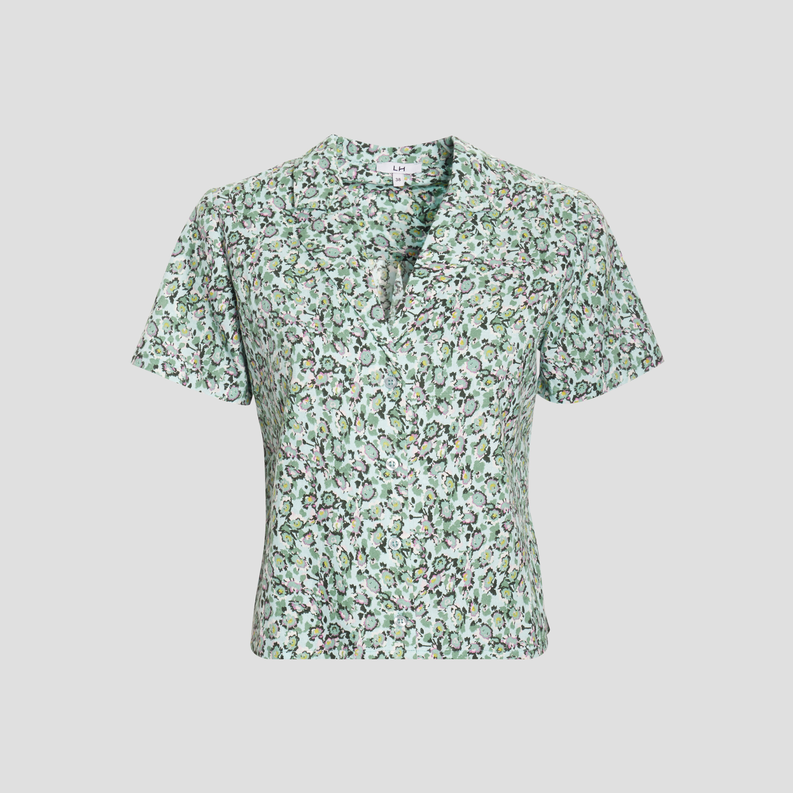 Chemise cropped coton vert femme