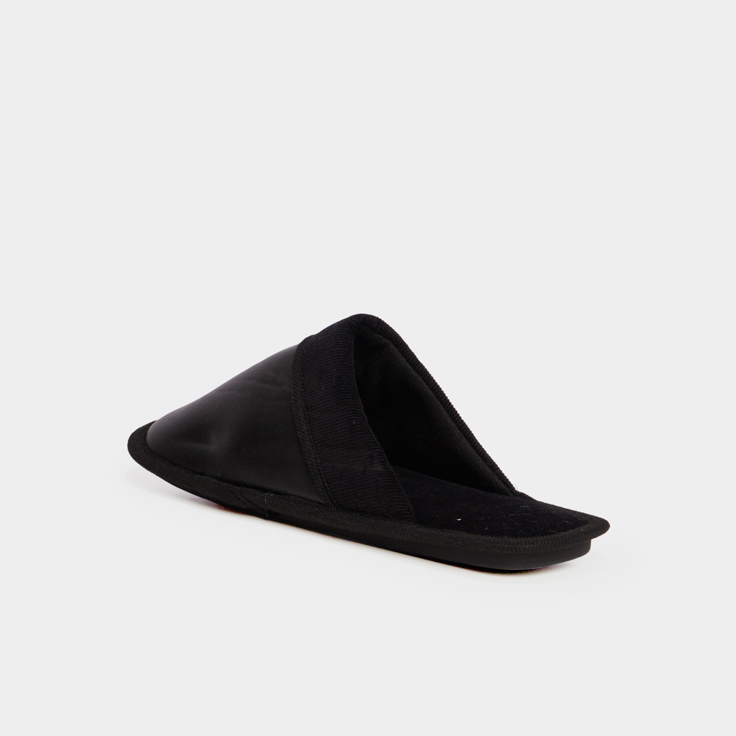 chaussons mules details simili cuir noir homme Chaussons mules détails simili cuir noir homme