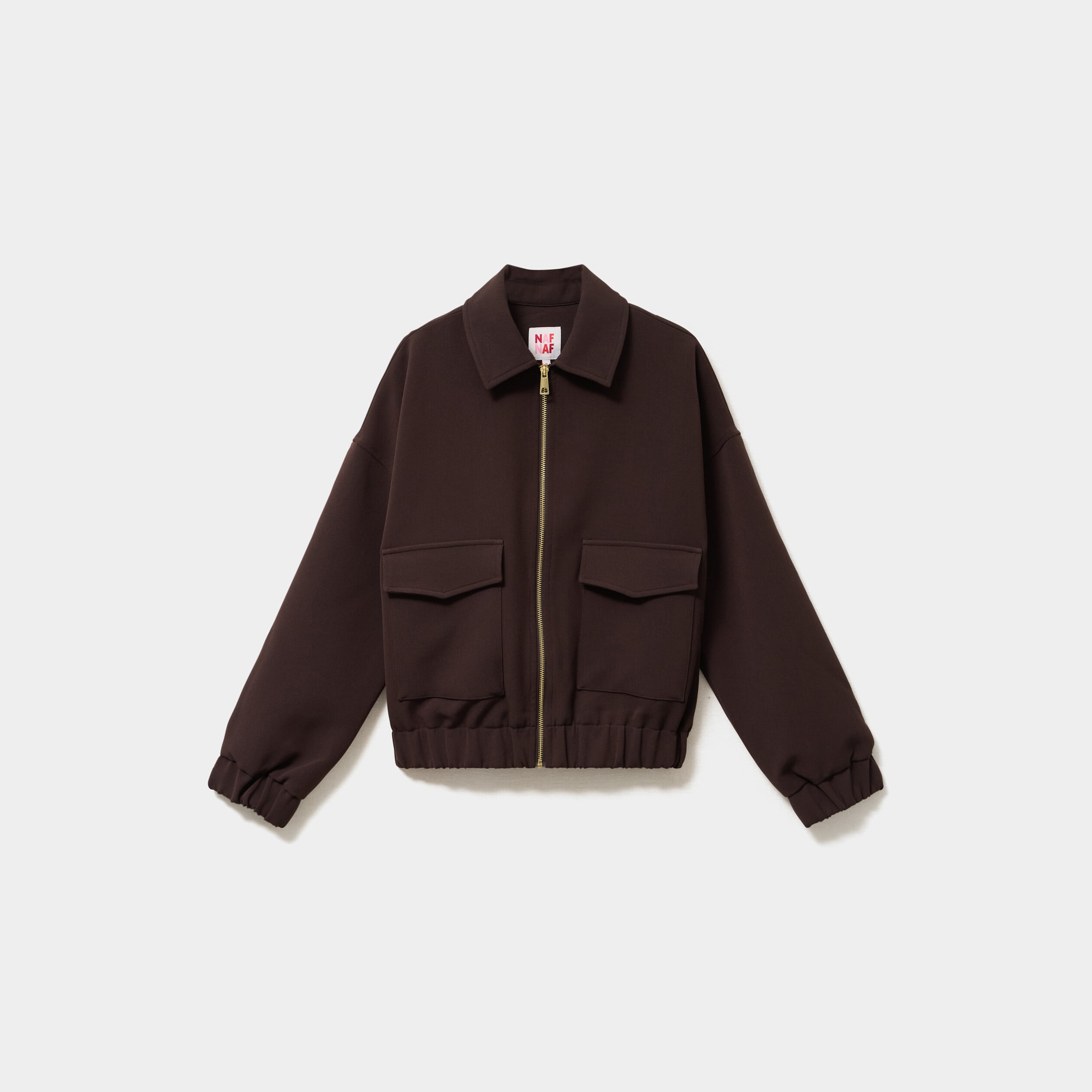 Blouson bo&icirc;te zipp&eacute; poches cargo marron fonc&eacute; femme