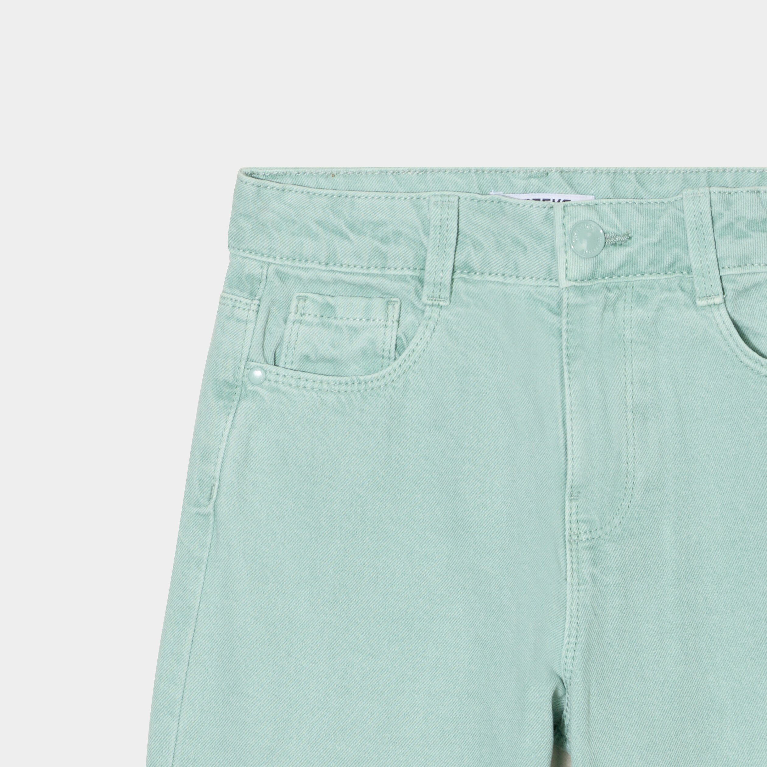 pantalon large 5 poches coton creeks bleu gris fille Pantalon large 5 poches coton Creeks bleu gris fille