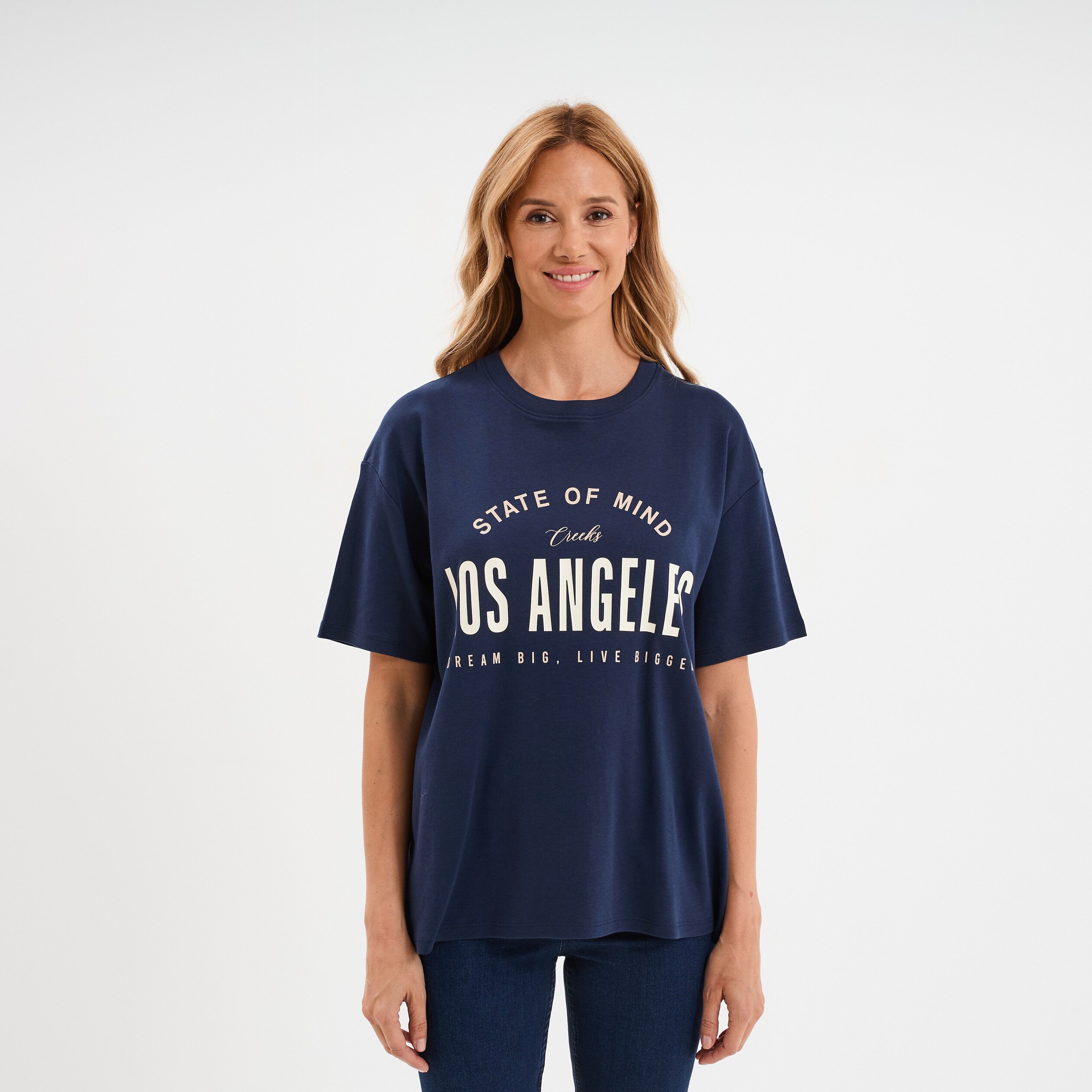 t shirt col rond manches courtes coton bleu marine femme T-shirt col rond manches courtes coton bleu marine femme