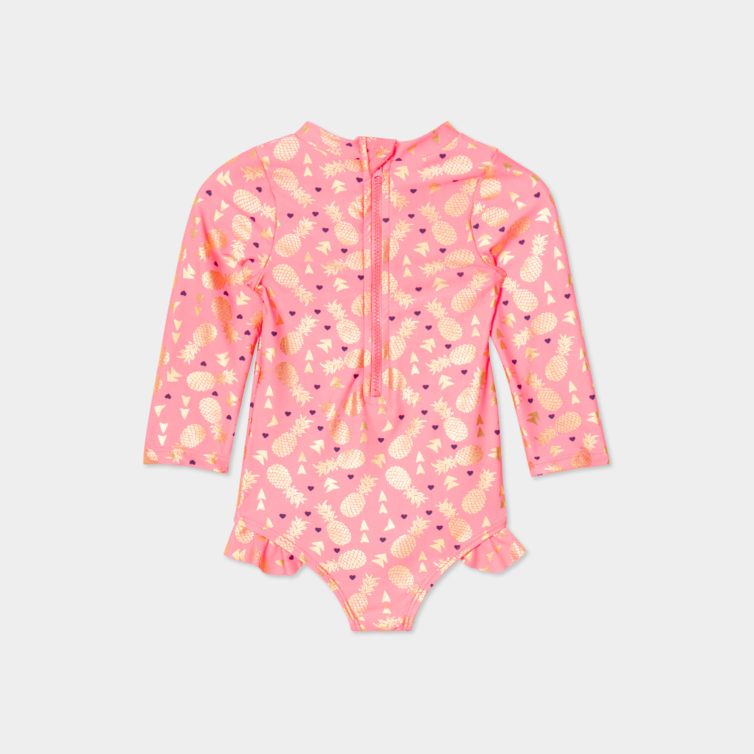 combinaison de bain manches longues orange corail bebef Combinaison de bain manches longues orange corail bébé fille
