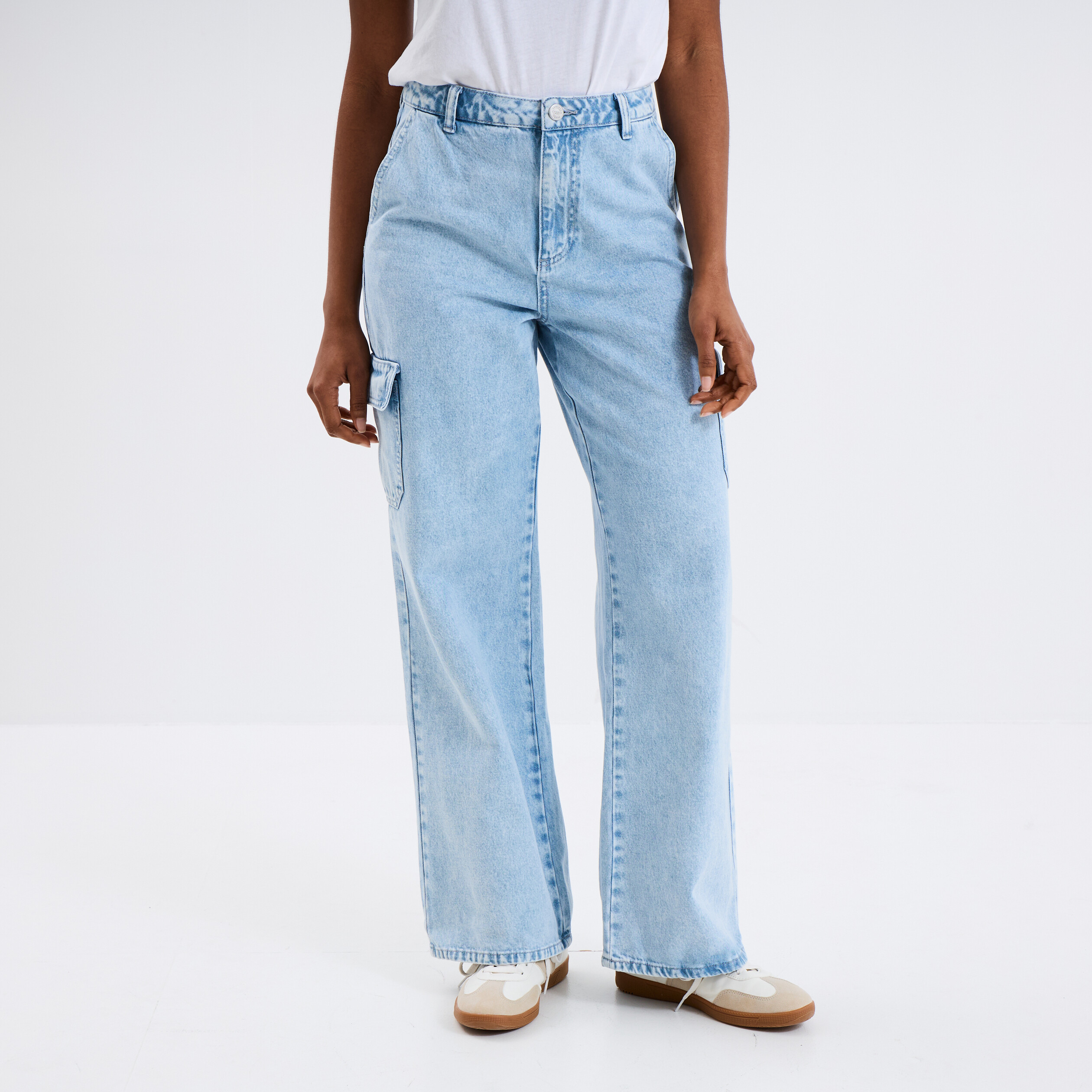 jeans cargo large taille standard creeks denim triple stone femme Jeans cargo large taille standard Creeks denim triple stone femme