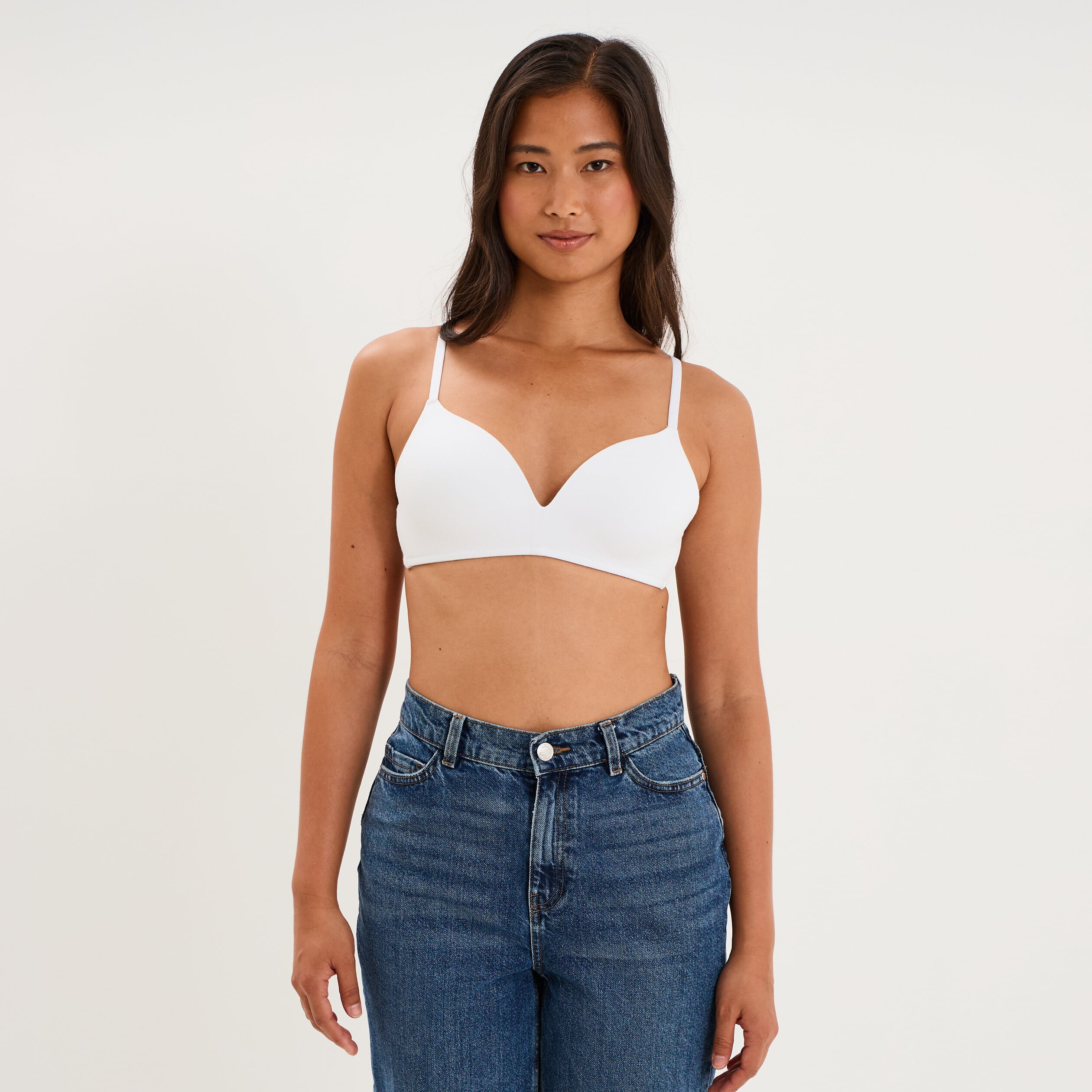 Soutien-gorge triangle coton majoritaire blanc femme