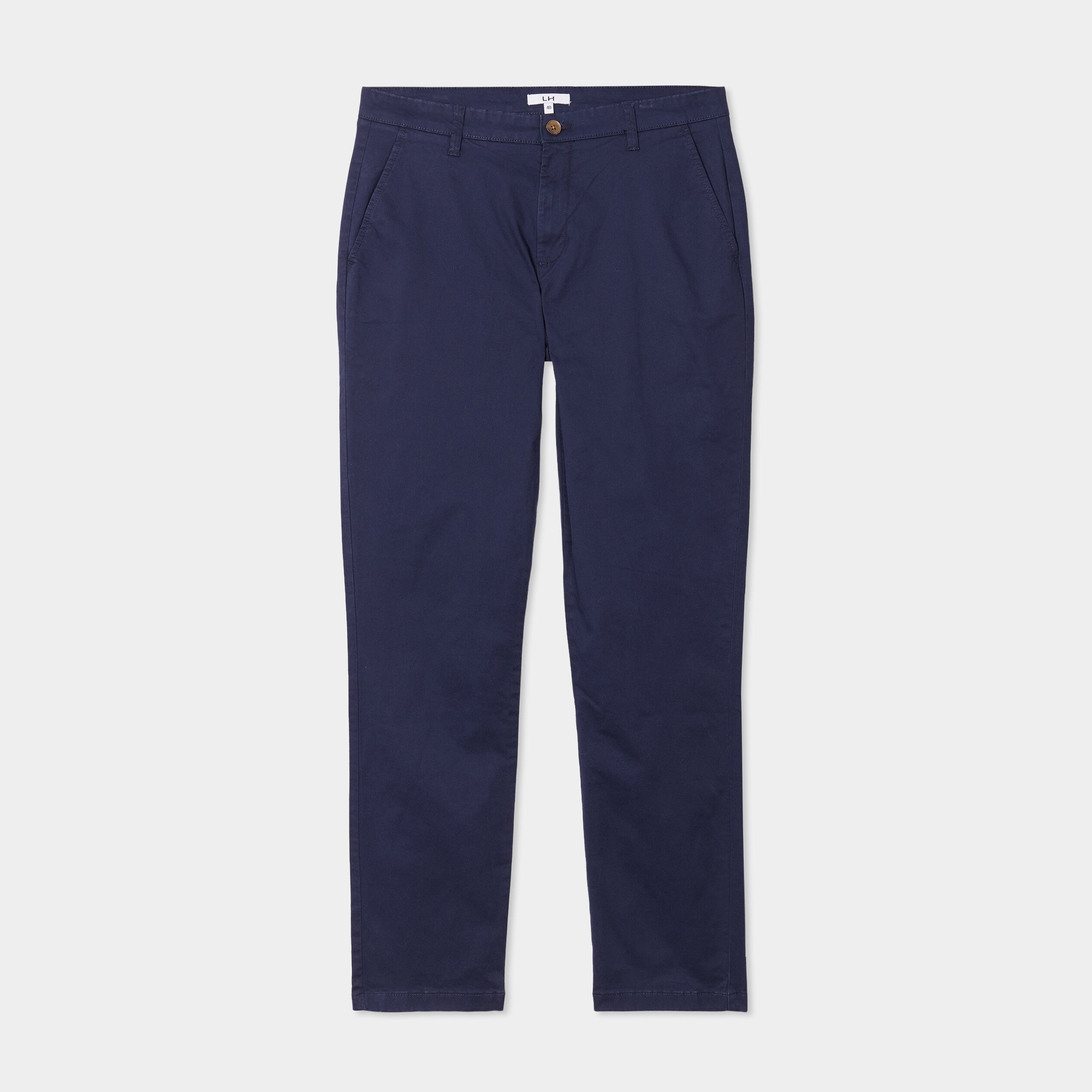 pantalon chino droit stretch retrousse bleu marine homme Pantalon chino droit stretch retroussé bleu marine homme
