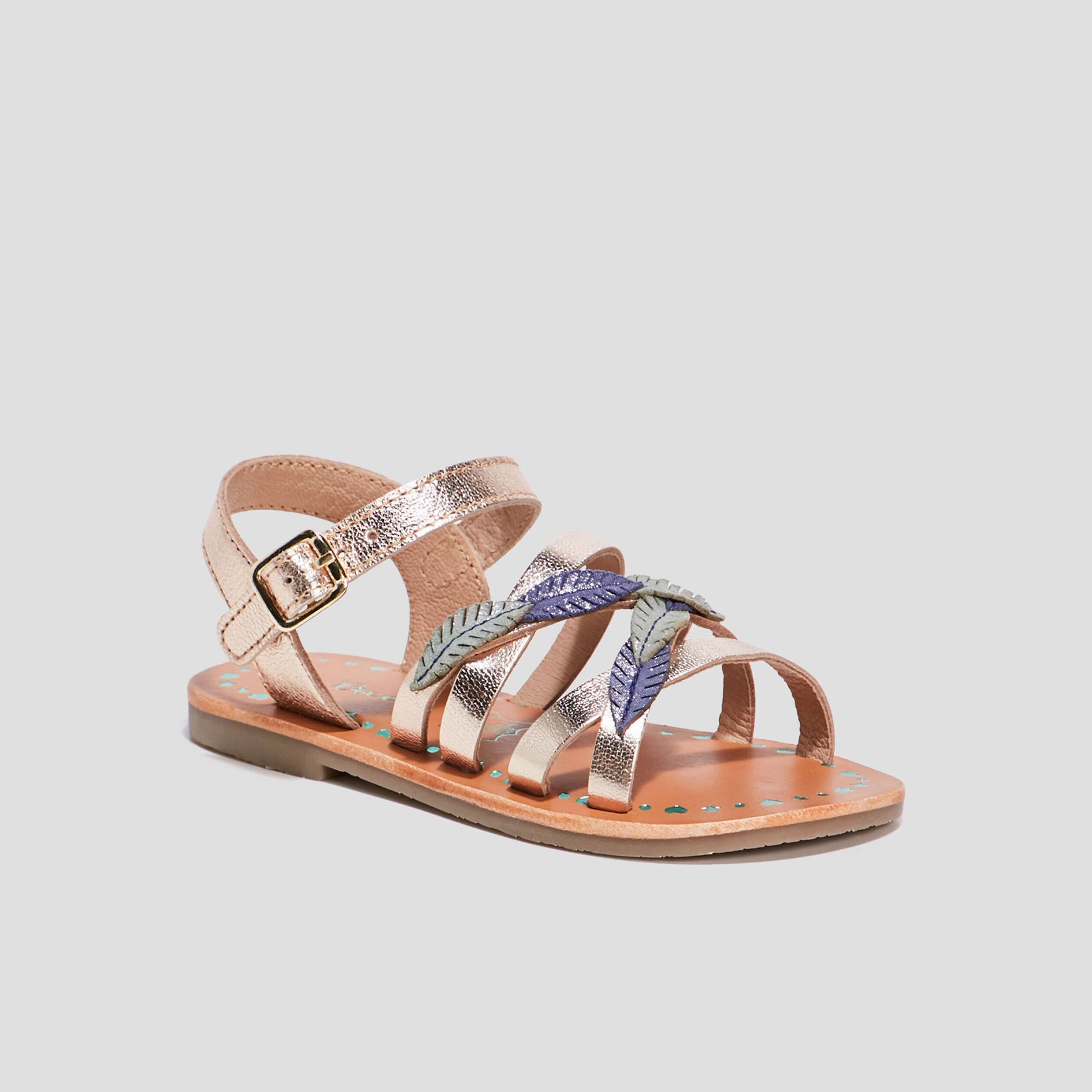 sandales en cuir creeks jaune or fille Sandales en cuir Creeks jaune or fille