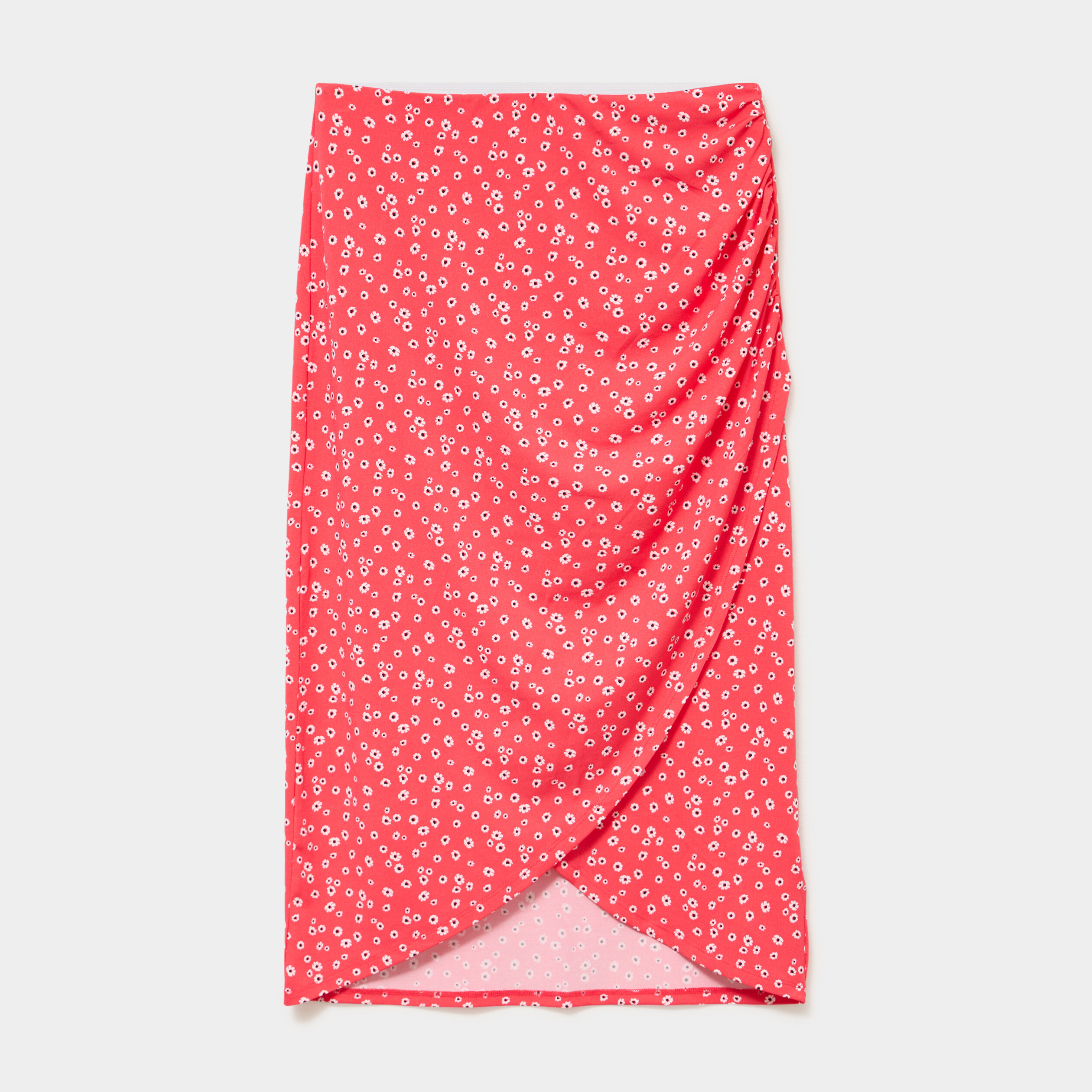 Jupe longue portefeuille stretch rouge coquelicot femme