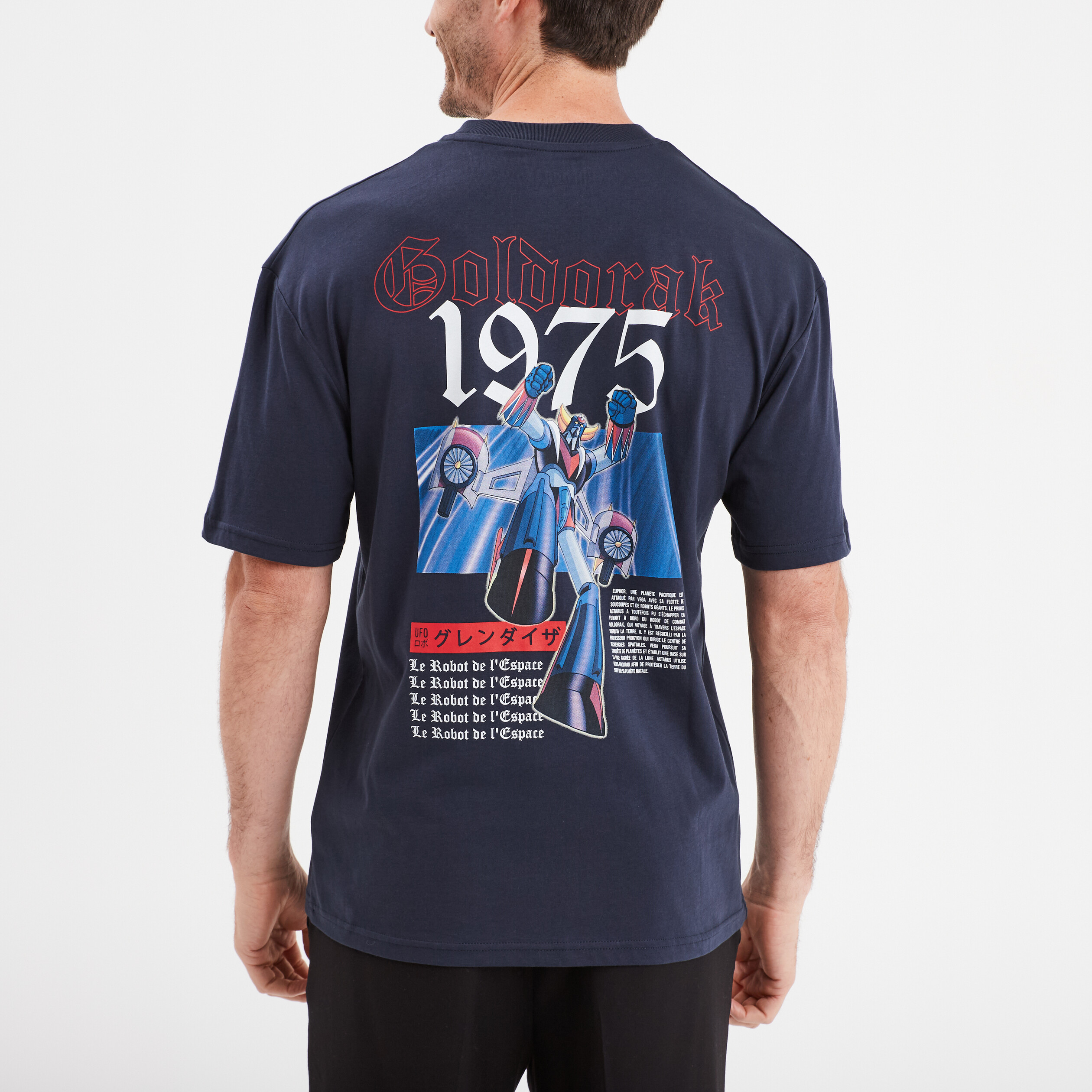 T shirt manches courtes coton Goldorak bleu marine homme